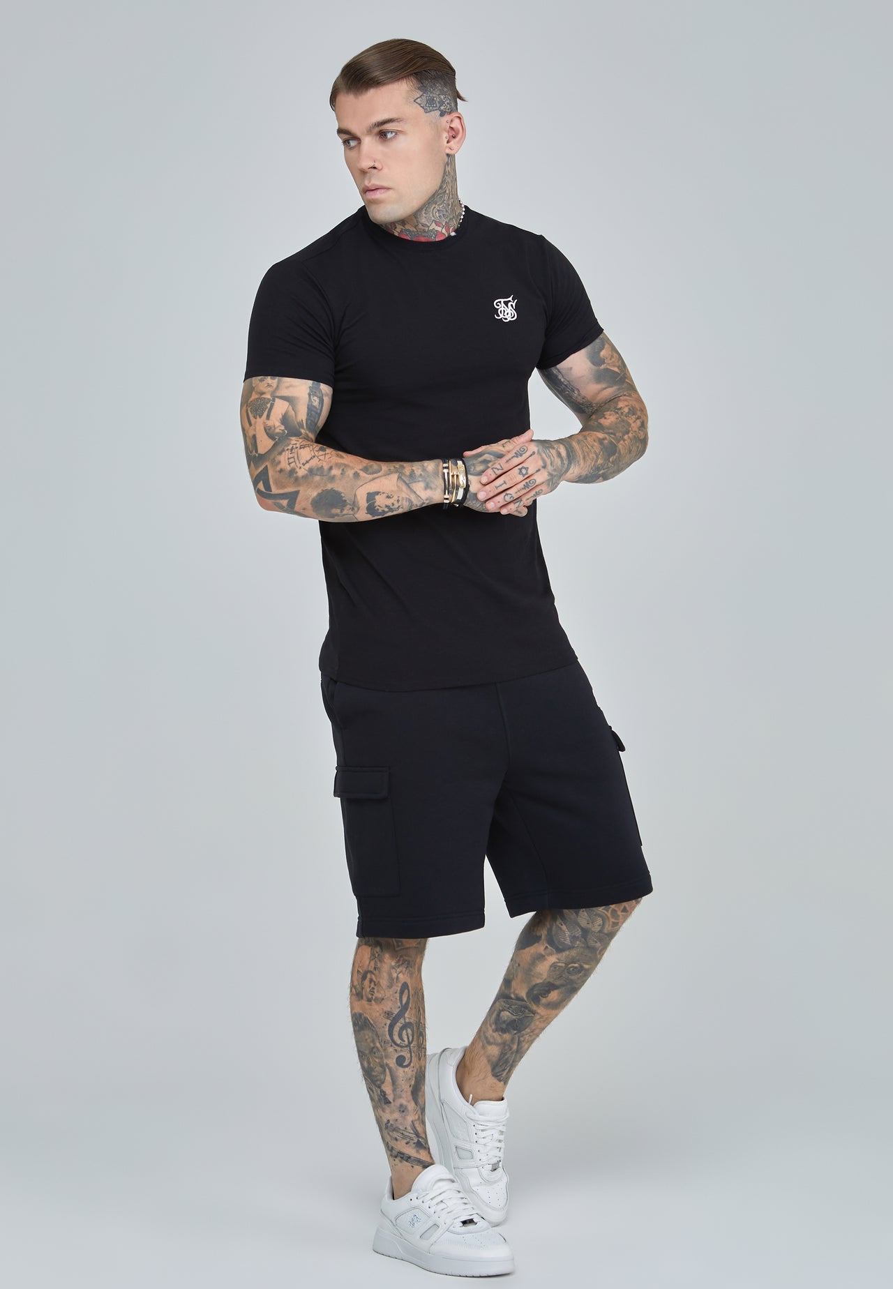 Black Essential Cargo Fleece Short (1)