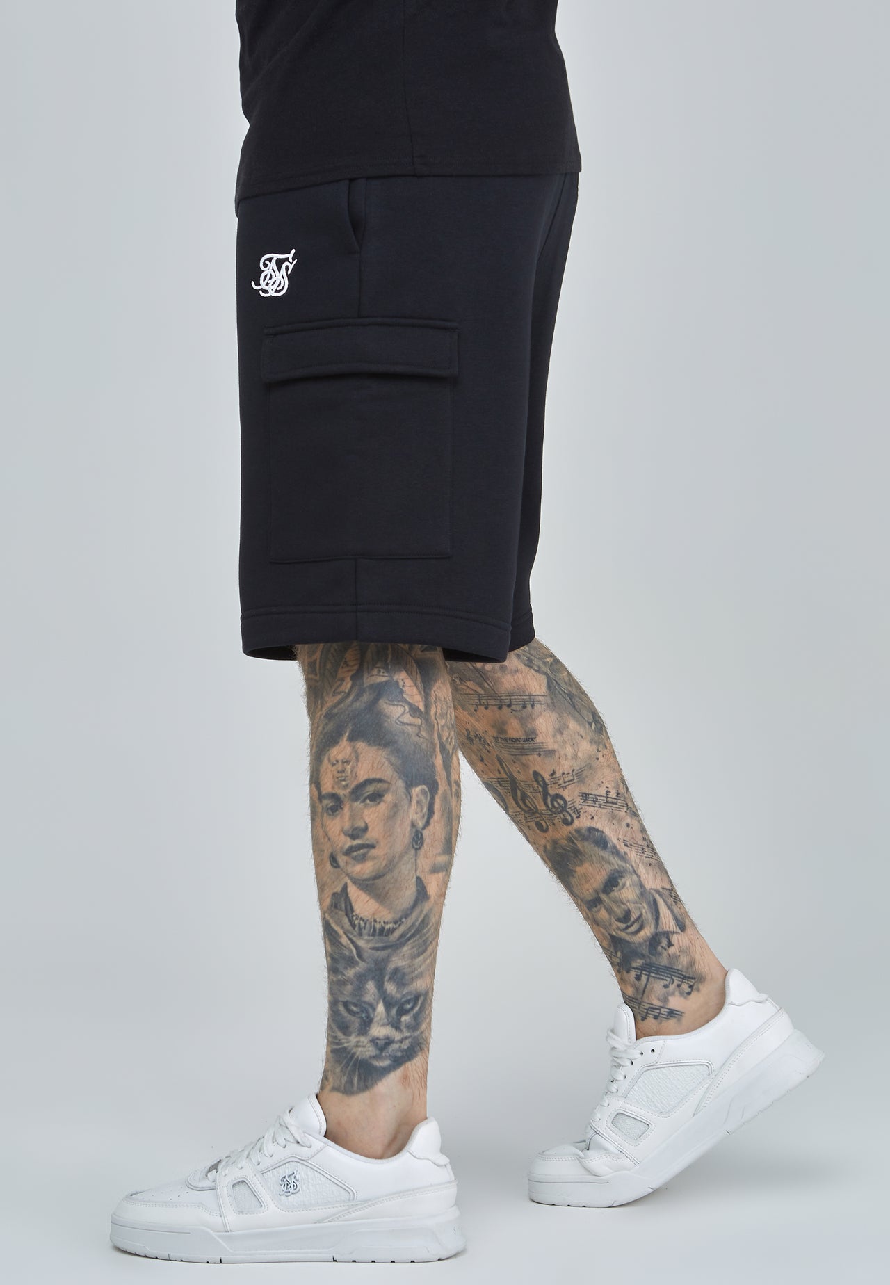 Black Essential Cargo Fleece Short (2)