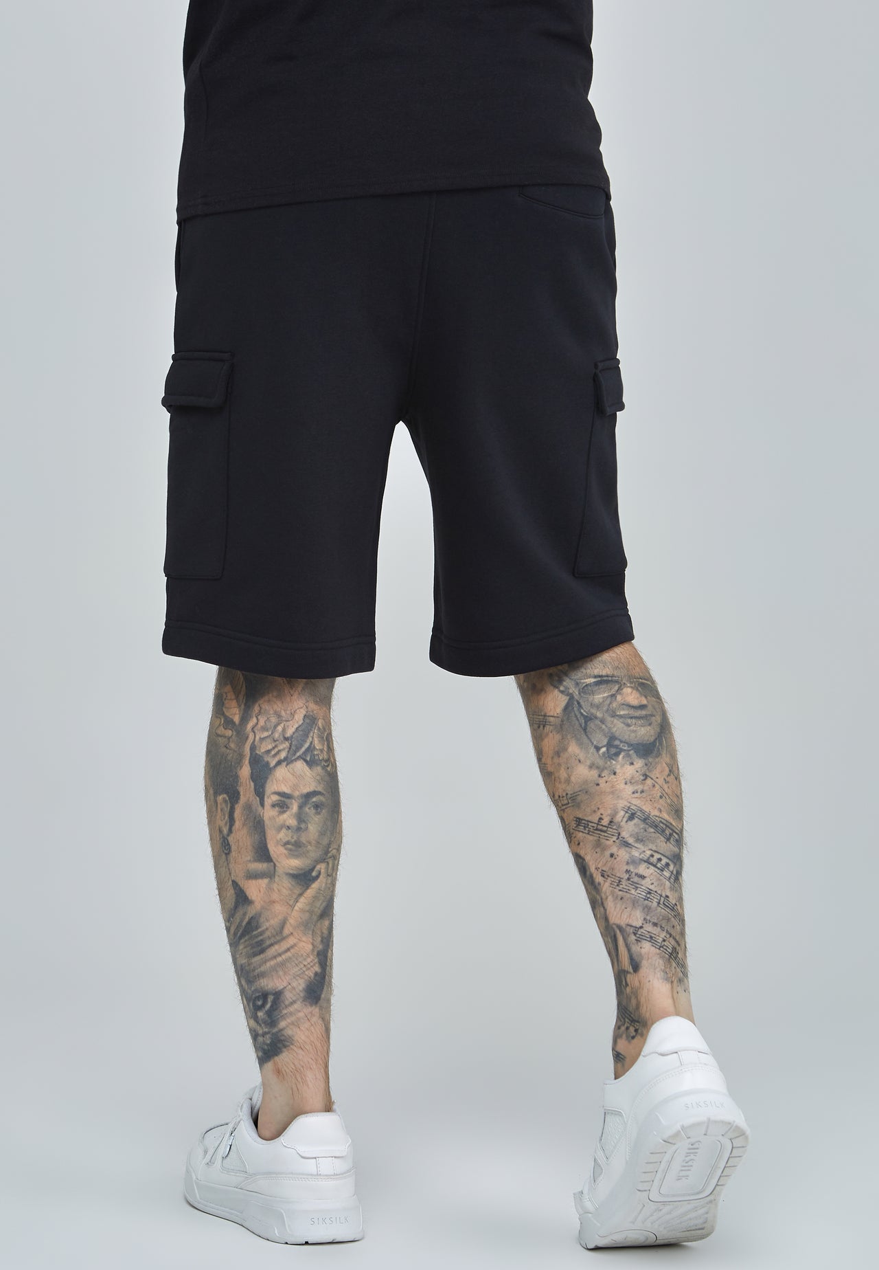 Black Essential Cargo Fleece Short (3)