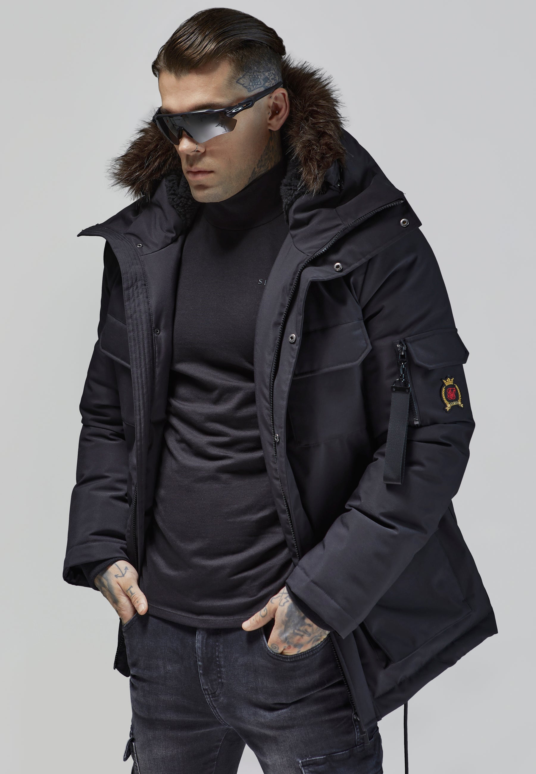 Parka negra para hombre SikSilk | SikSilk ES