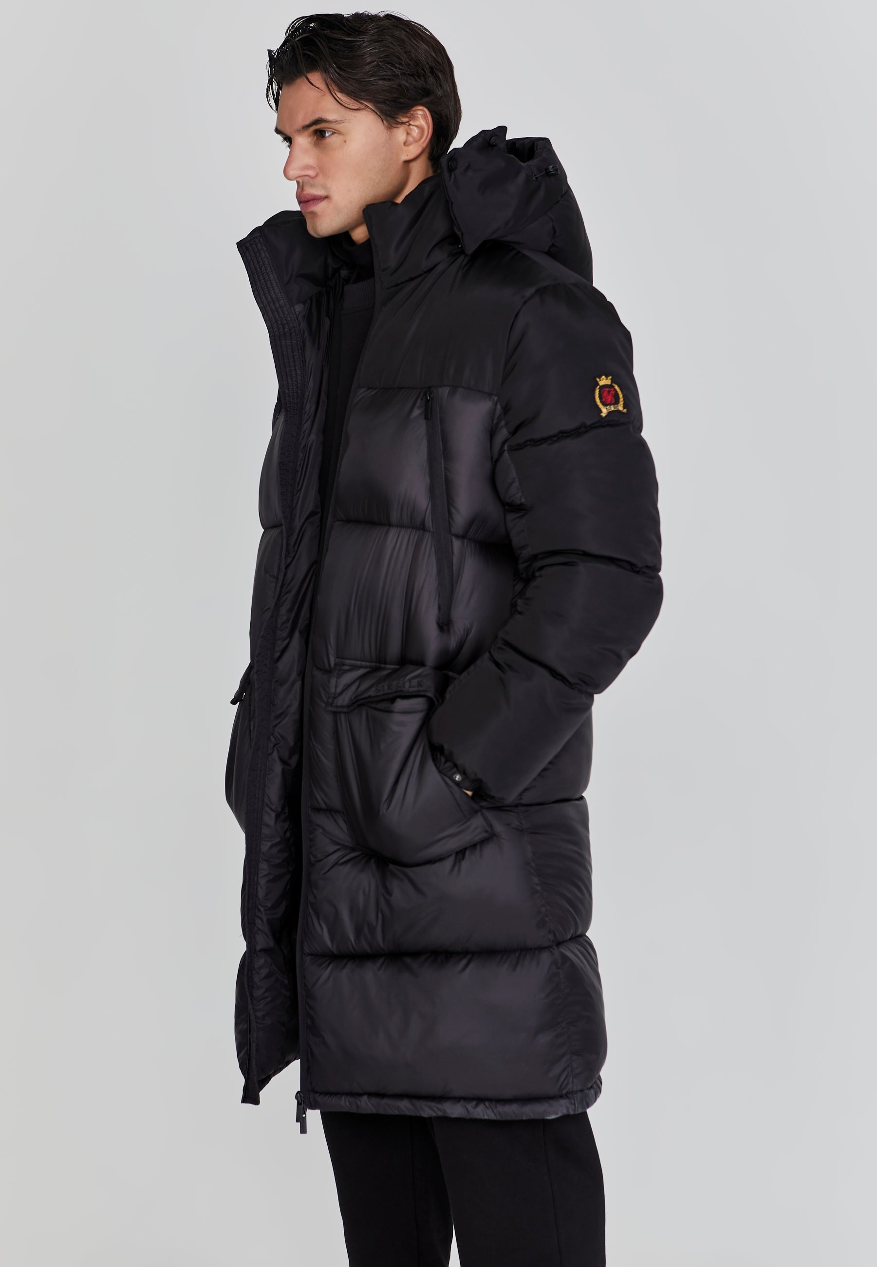 SikSilk Men's Black Puffer Coat | SikSilk IE