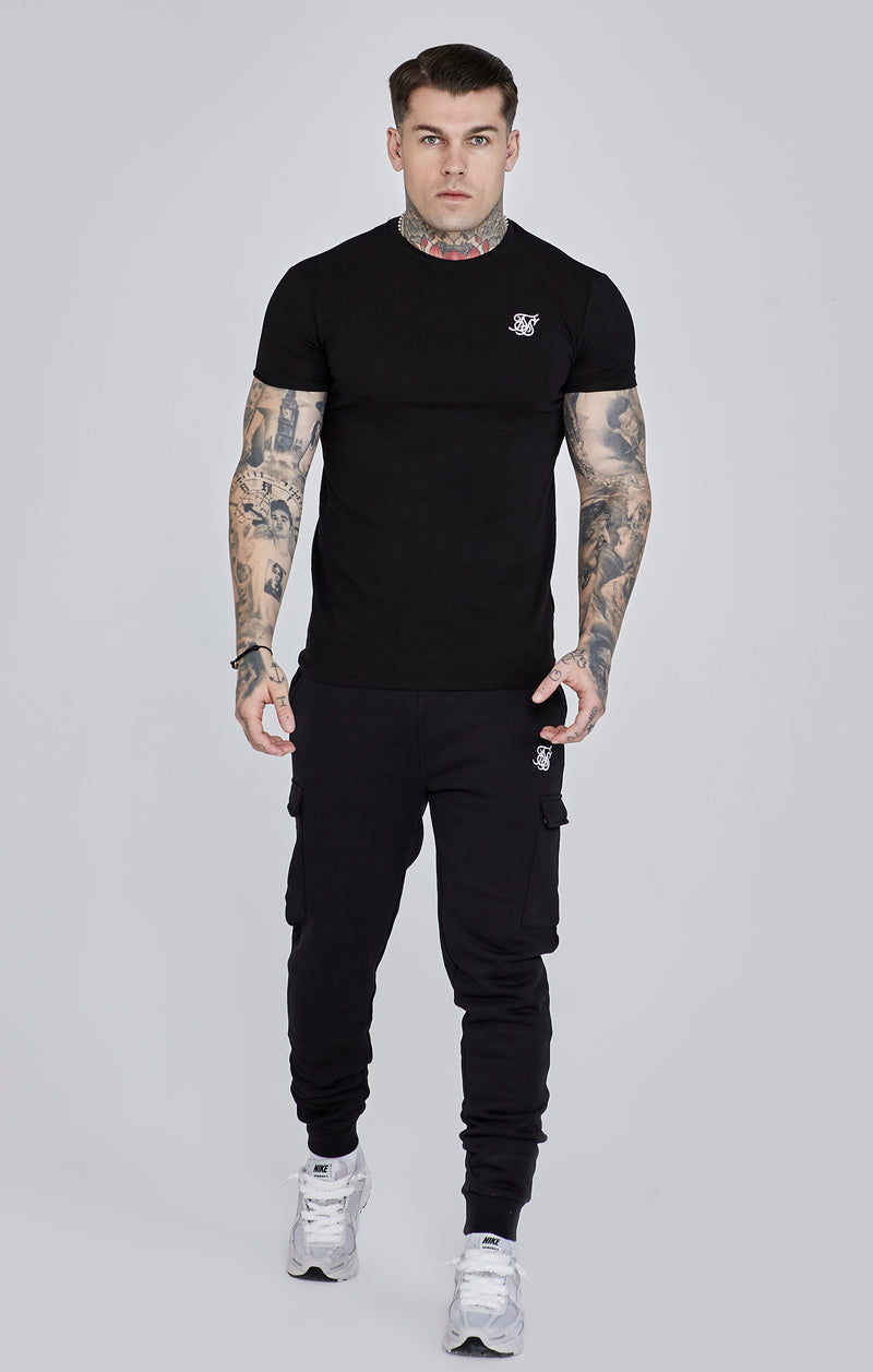 Black Essential Short Sleeve Muscle Fit T-Shirt (1)