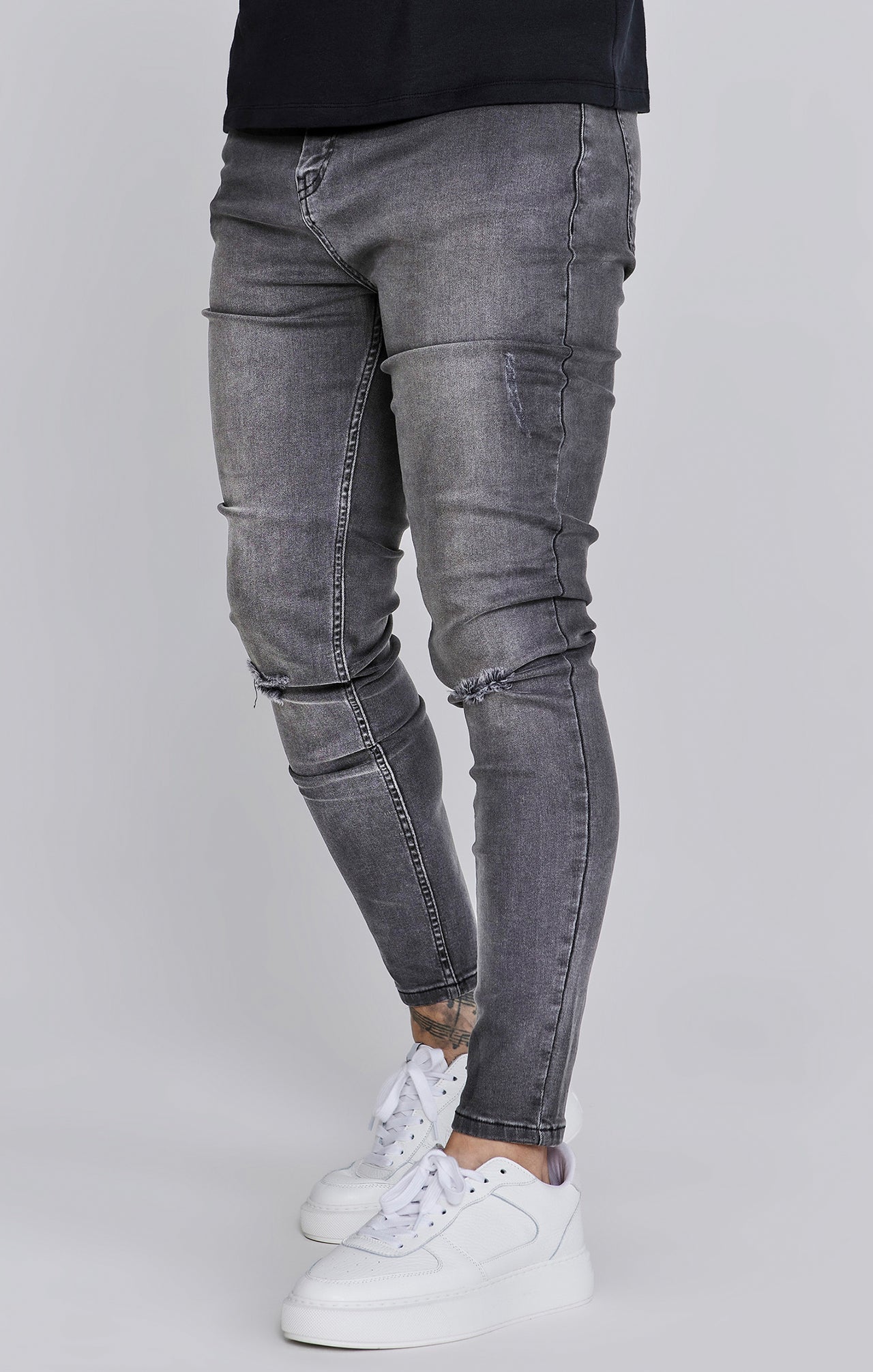 Grey Distressed Skinny Jeans