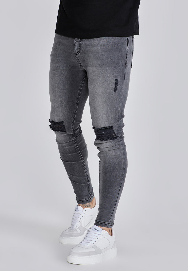 Grey Distressed Skinny Jeans