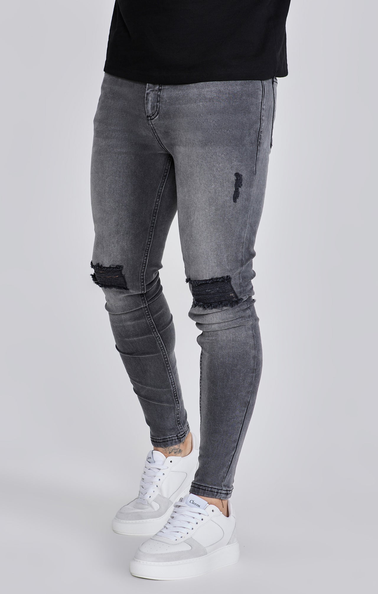 Grey Distressed Skinny Jeans