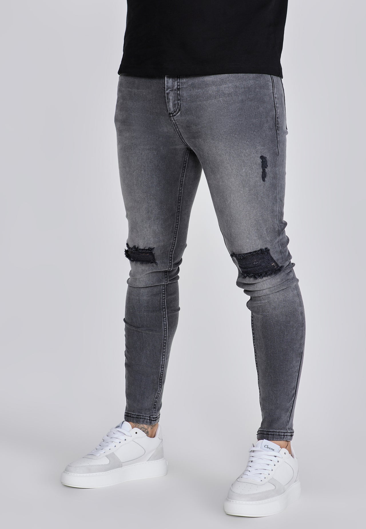 Grey Distressed Skinny Jeans (1)