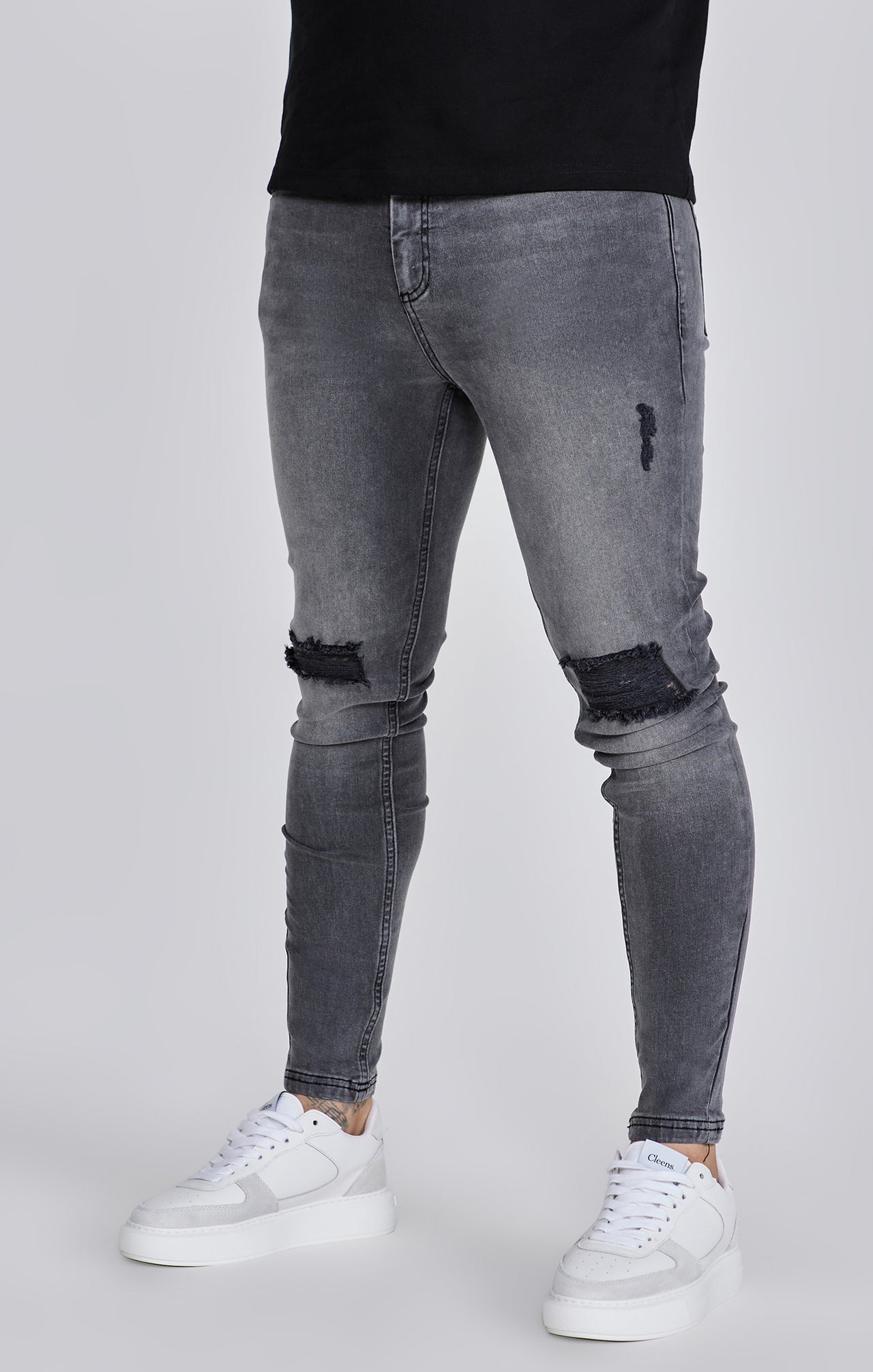 Grey Distressed Skinny Jeans (1)