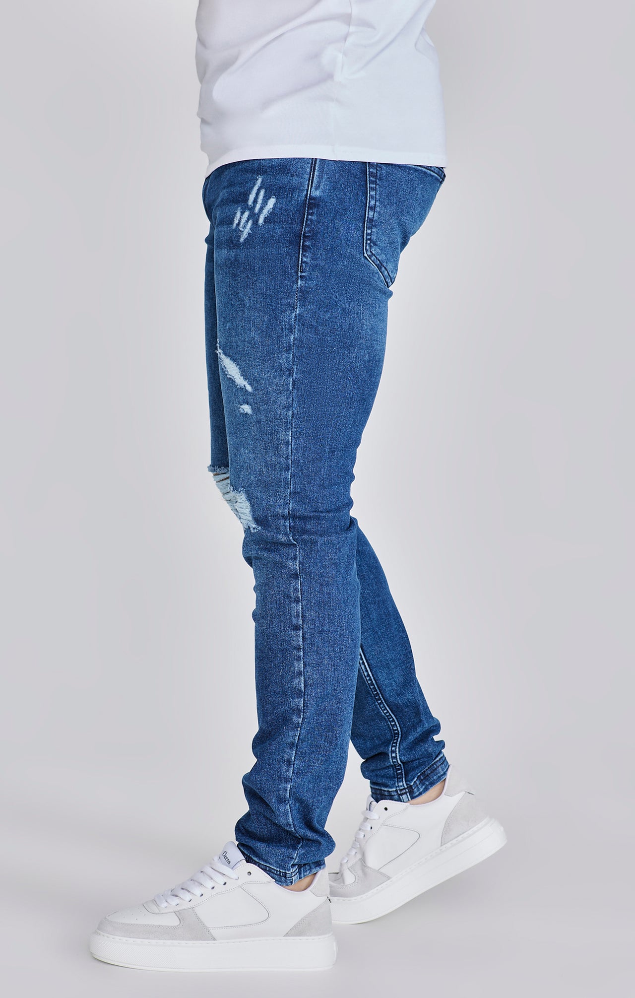 Blue Distressed Slim Fit Jeans (1)