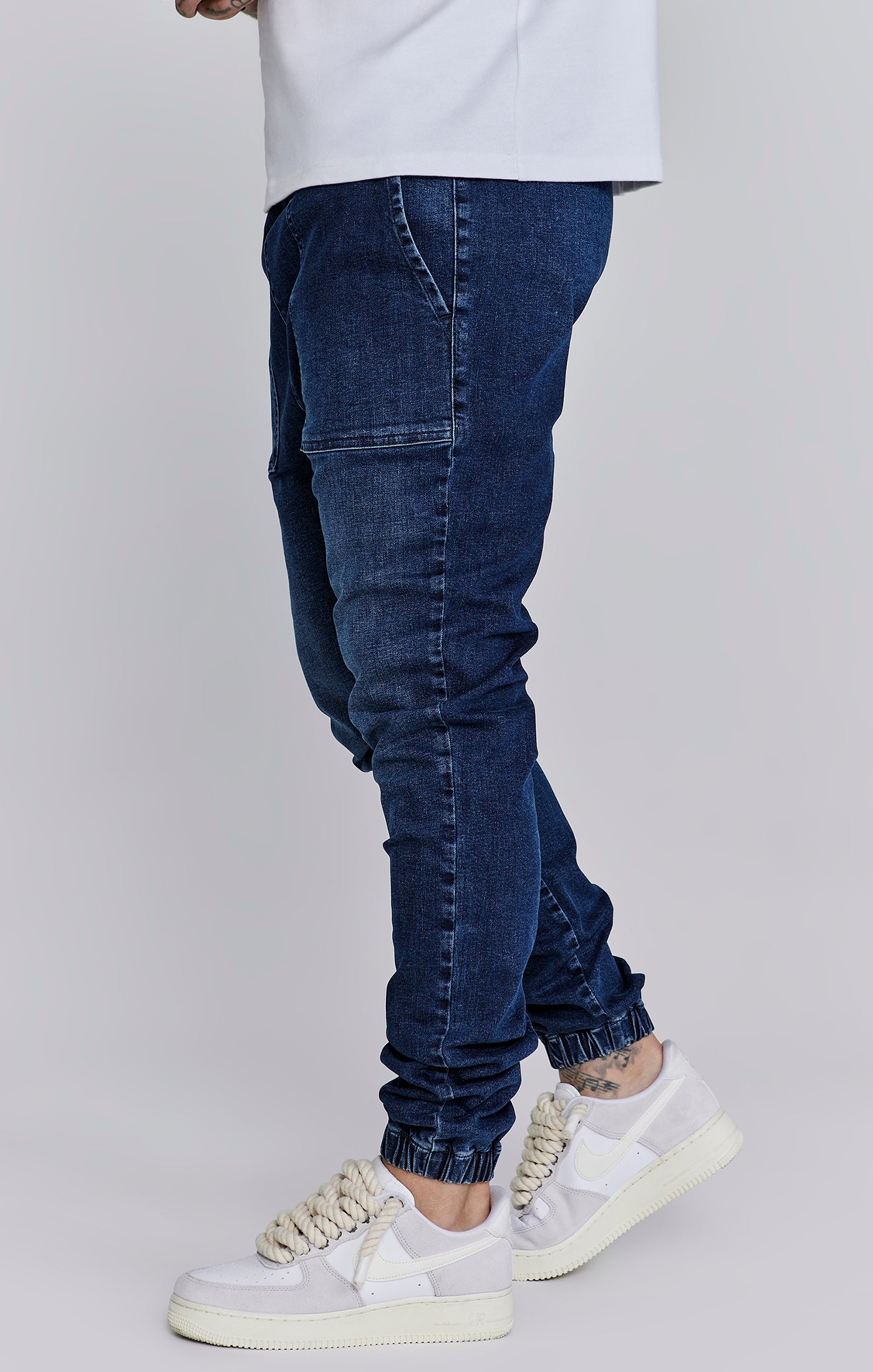 SikSilk Men s Blue Denim Joggers SikSilk UK