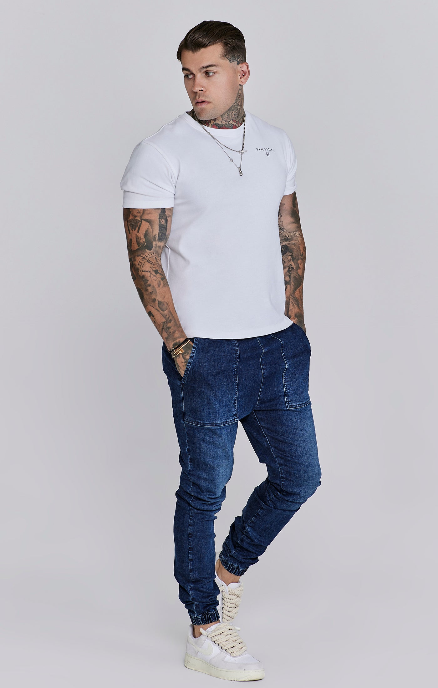 SikSilk Men's Blue Denim Joggers | SikSilk US