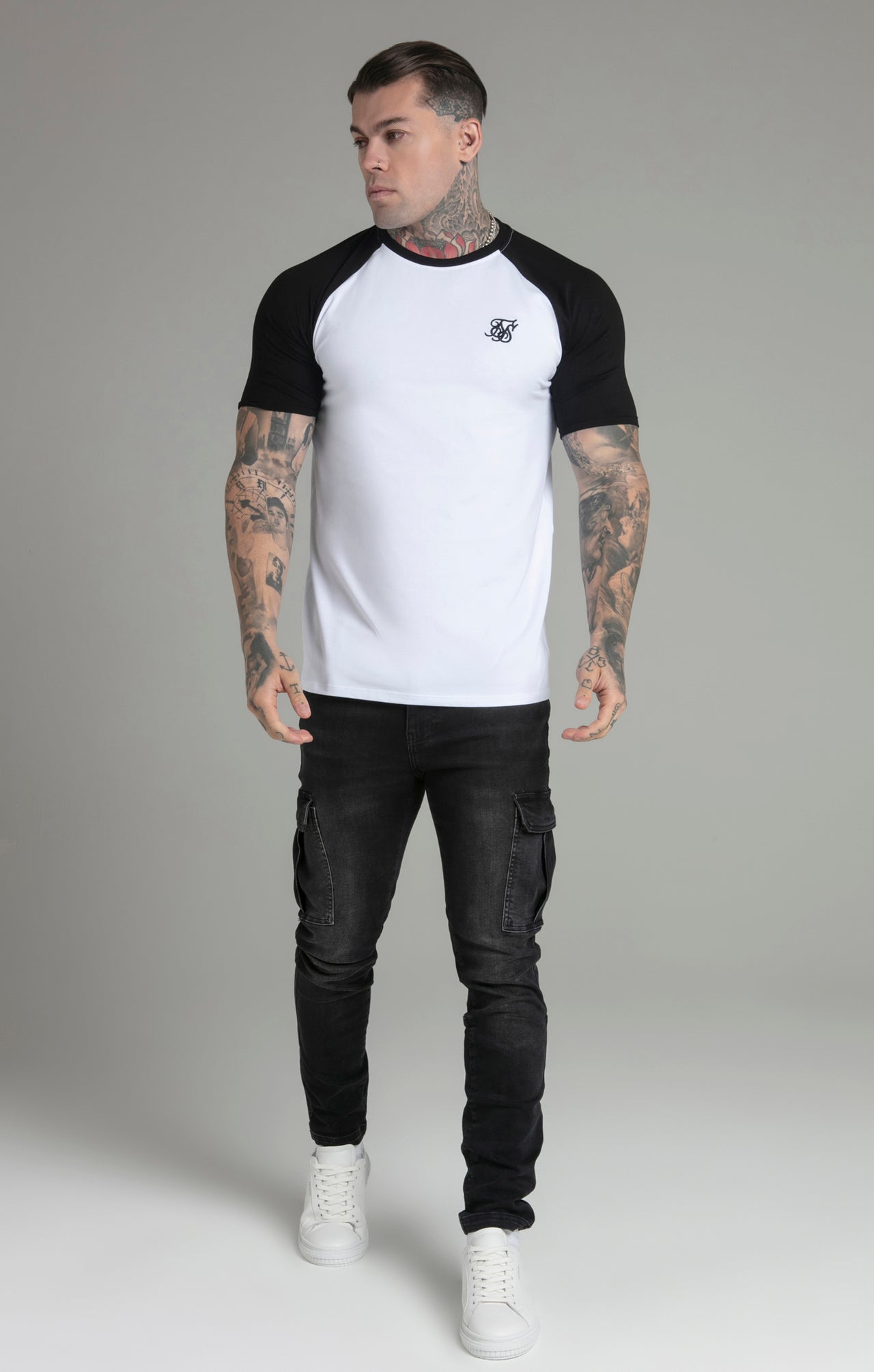 White Black Raglan T-Shirt (1)
