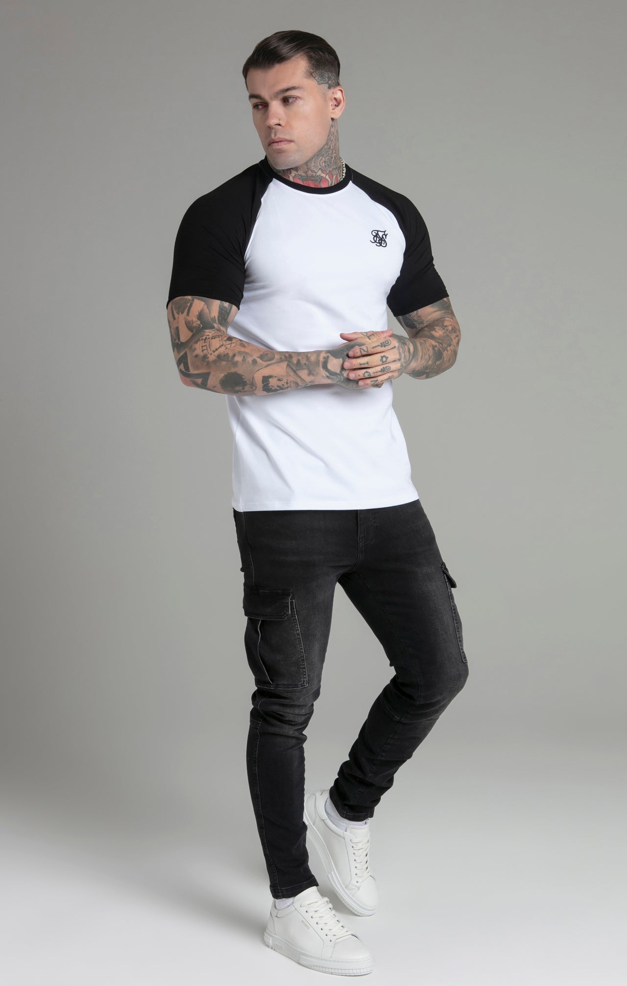 White Black Raglan T-Shirt (3)