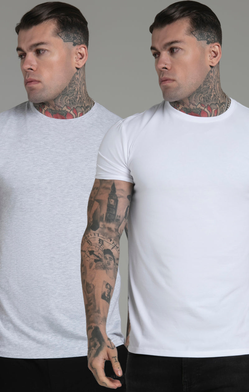 Grey White Pack of 2 T-Shirts