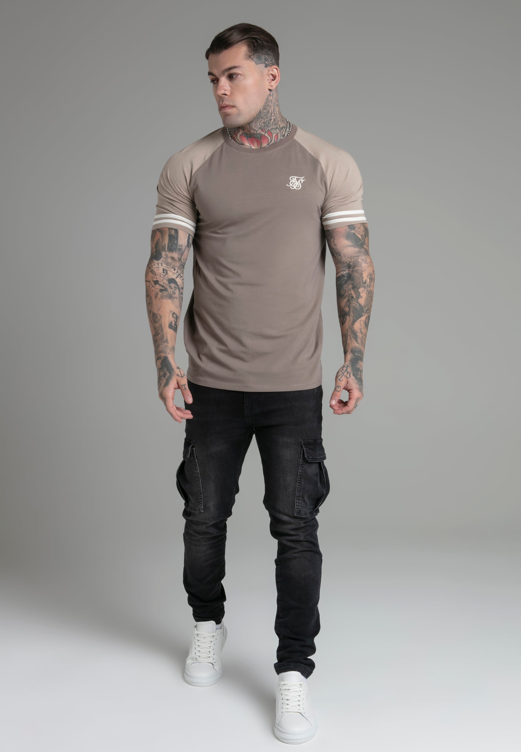 SikSilk Men's Beige Raglan T Shirt SikSilk IE
