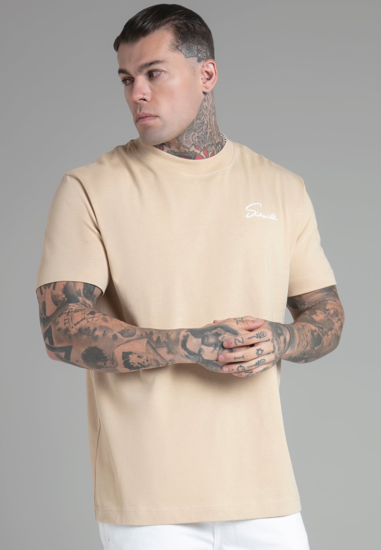 Beige Script T-Shirt