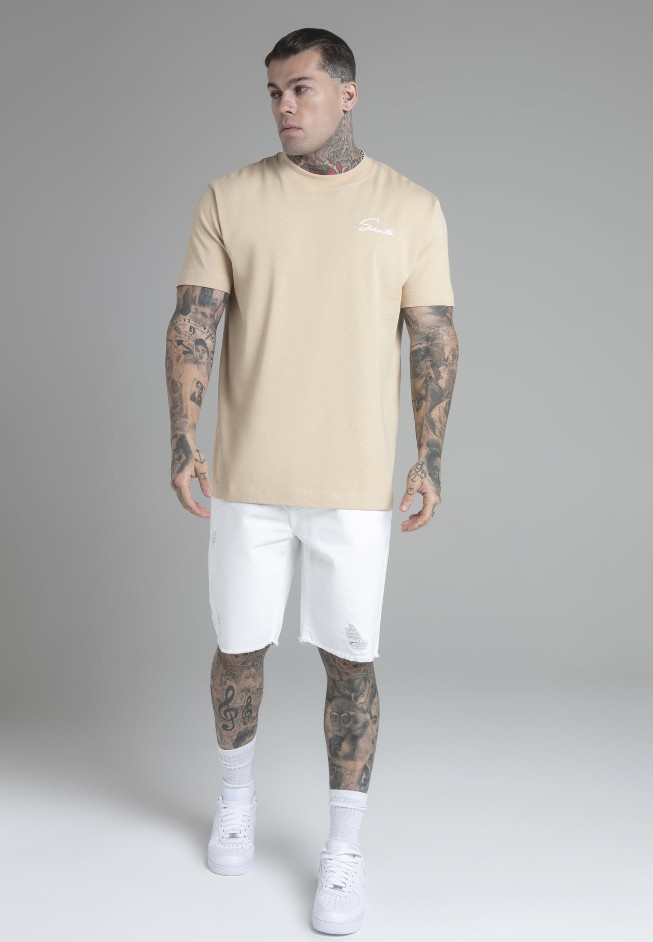 Beige Script T-Shirt (1)