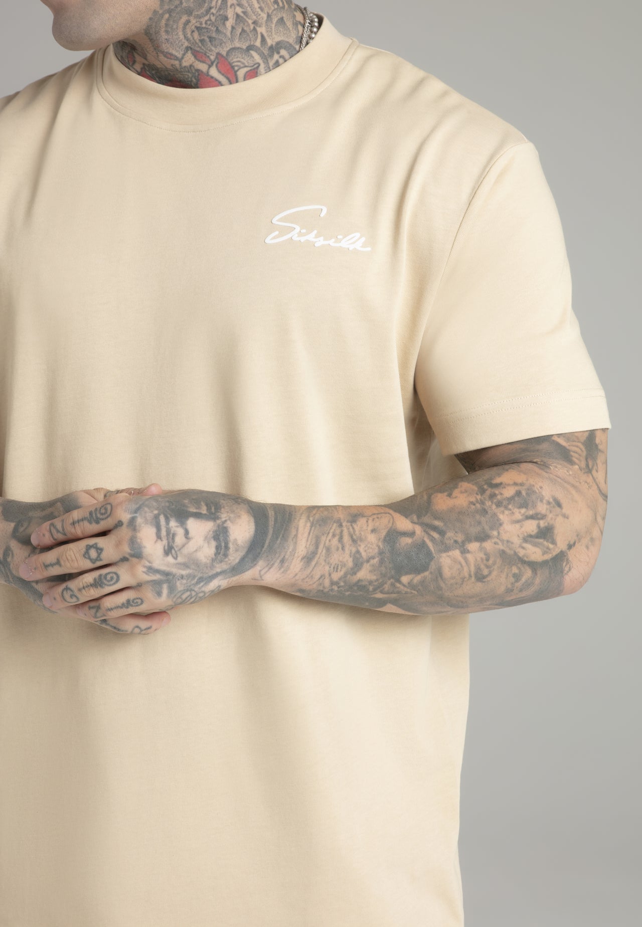 Beige Script T-Shirt (2)