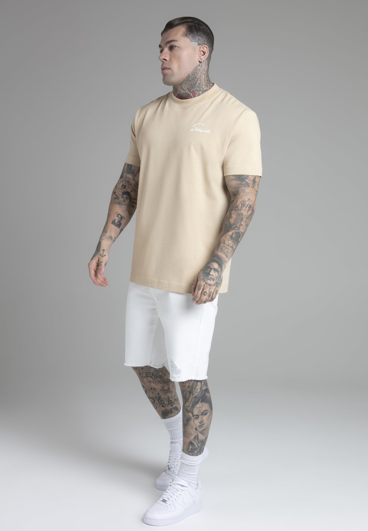 Beige Script T-Shirt (3)