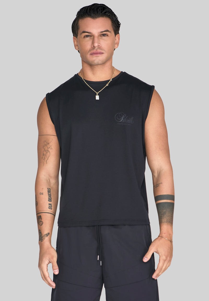 Black Relaxed Logo Vest