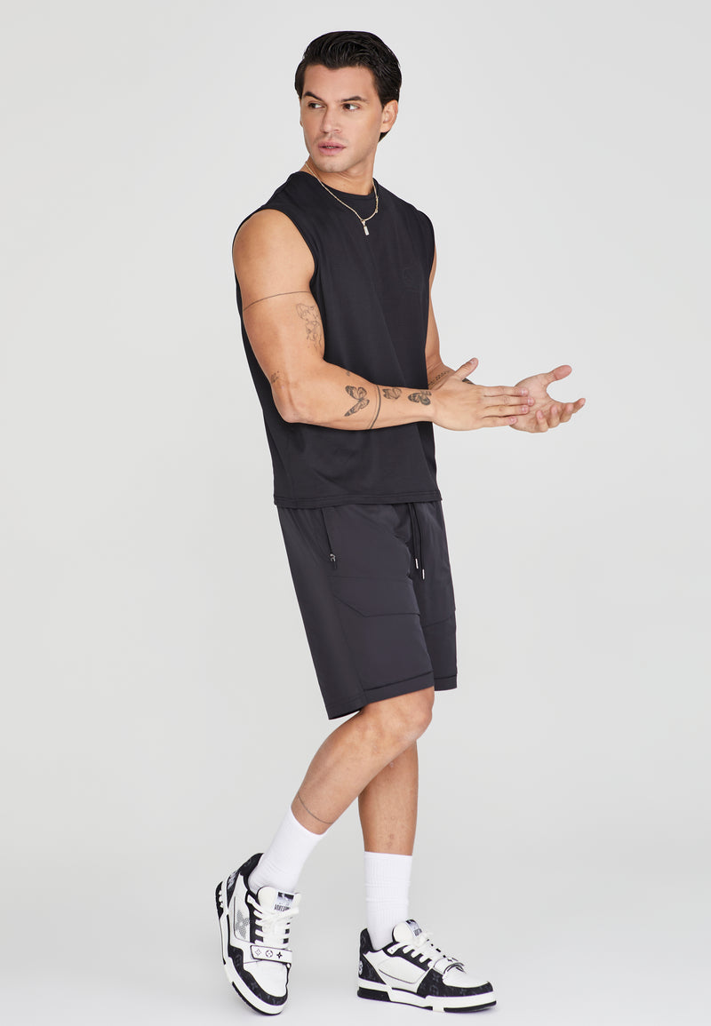 Black Relaxed Logo Vest (1)