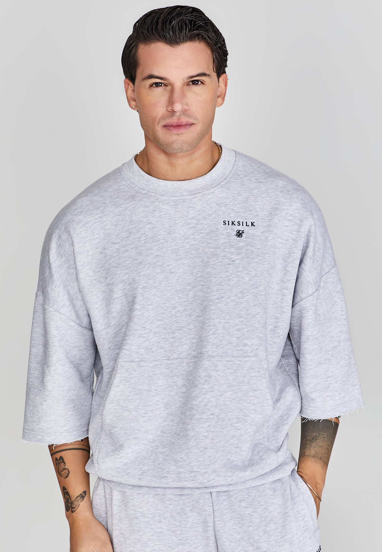 Grey Marl Cut Off Sweater