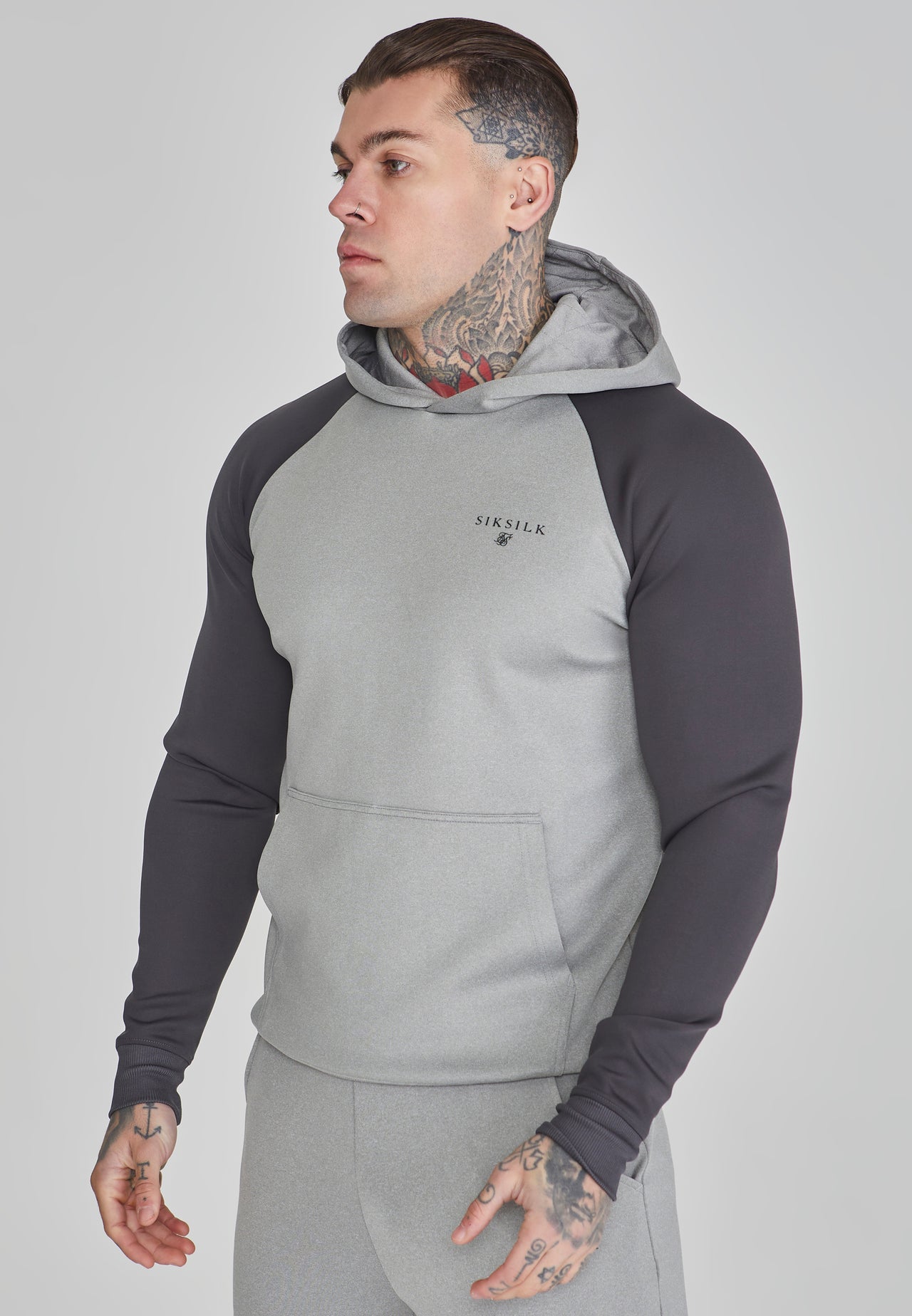 Grey Marl Muscle Fit Hoodie