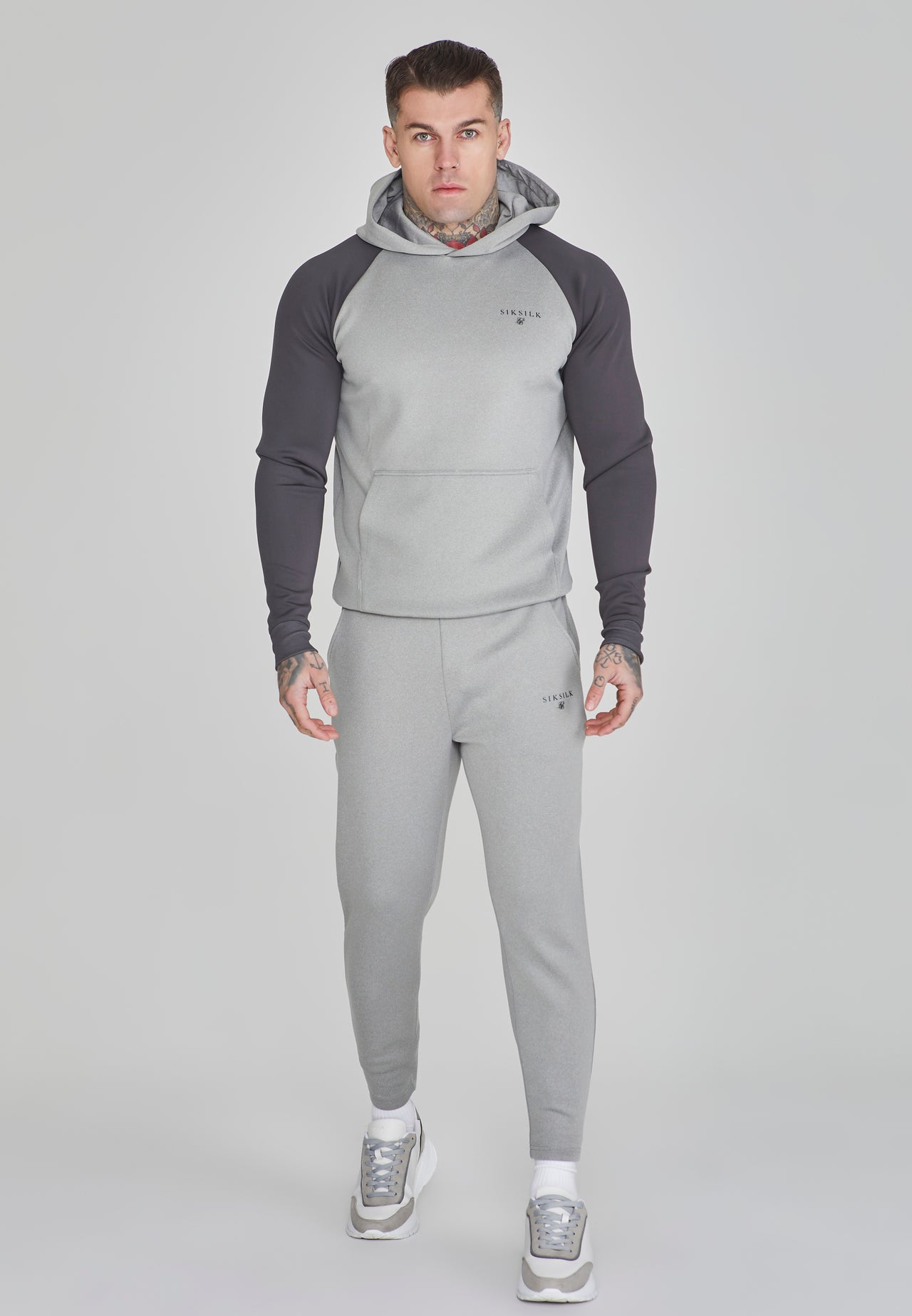 Grey Marl Muscle Fit Hoodie (1)