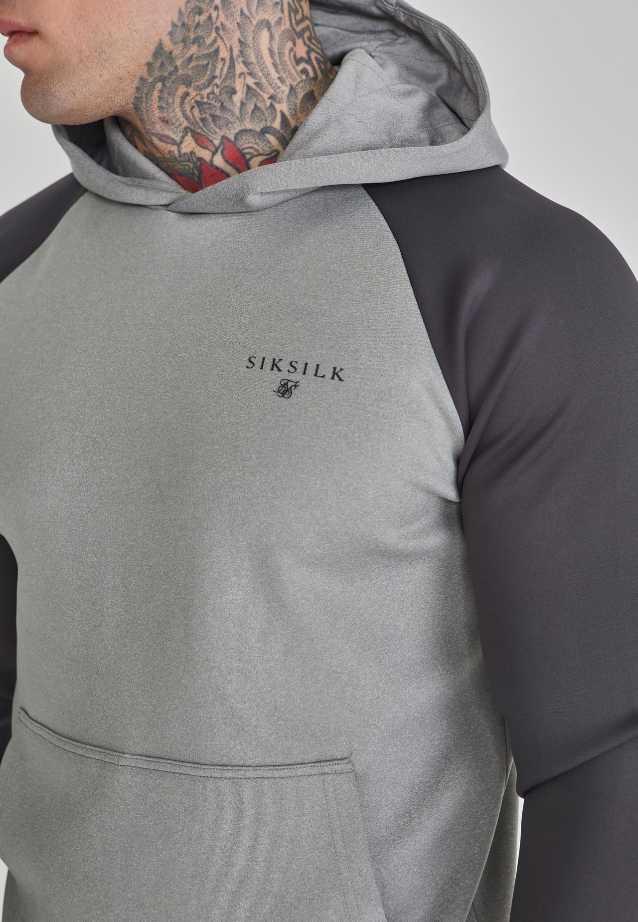 Grey Marl Muscle Fit Hoodie (2)