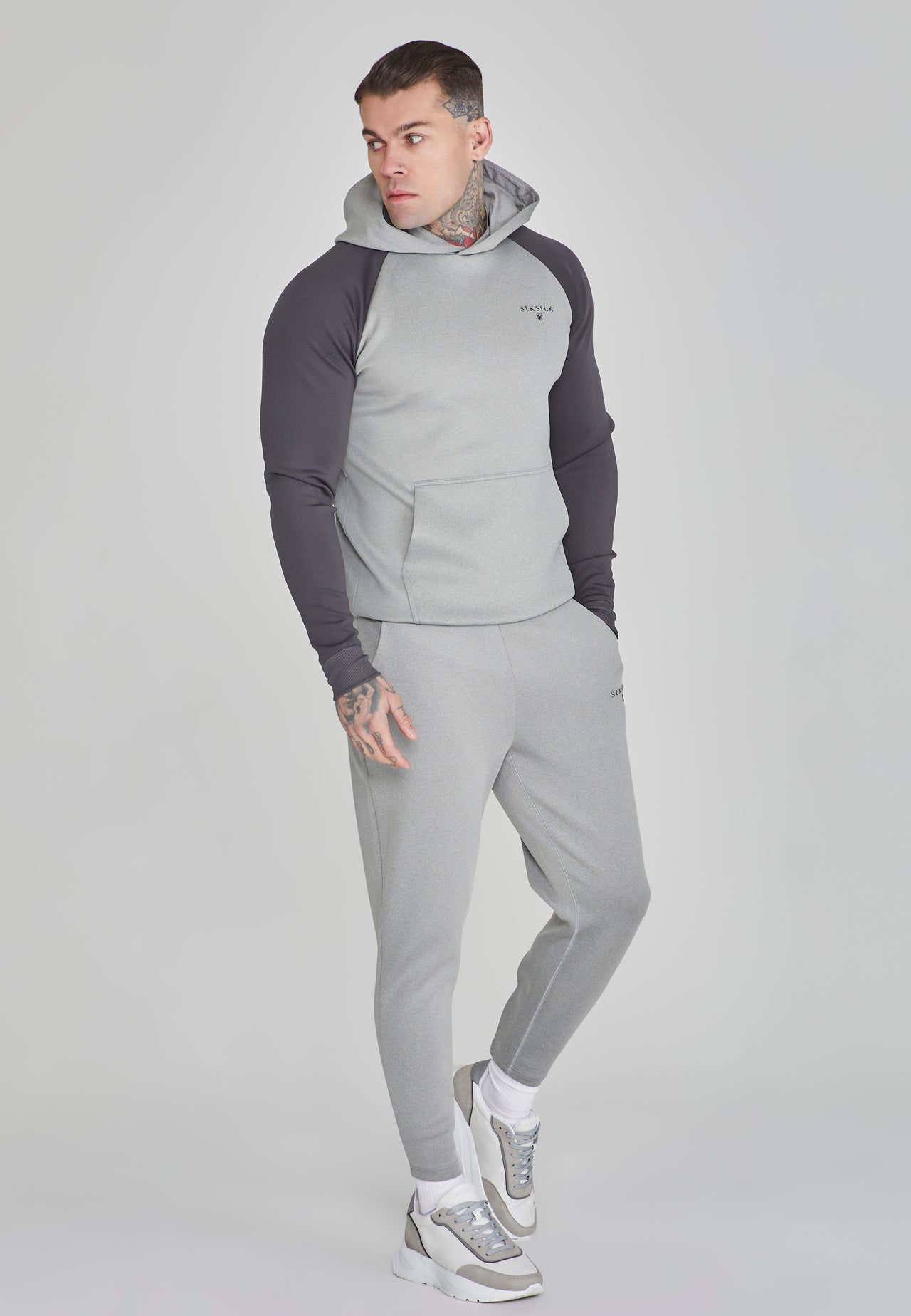 Grey Marl Muscle Fit Hoodie (3)