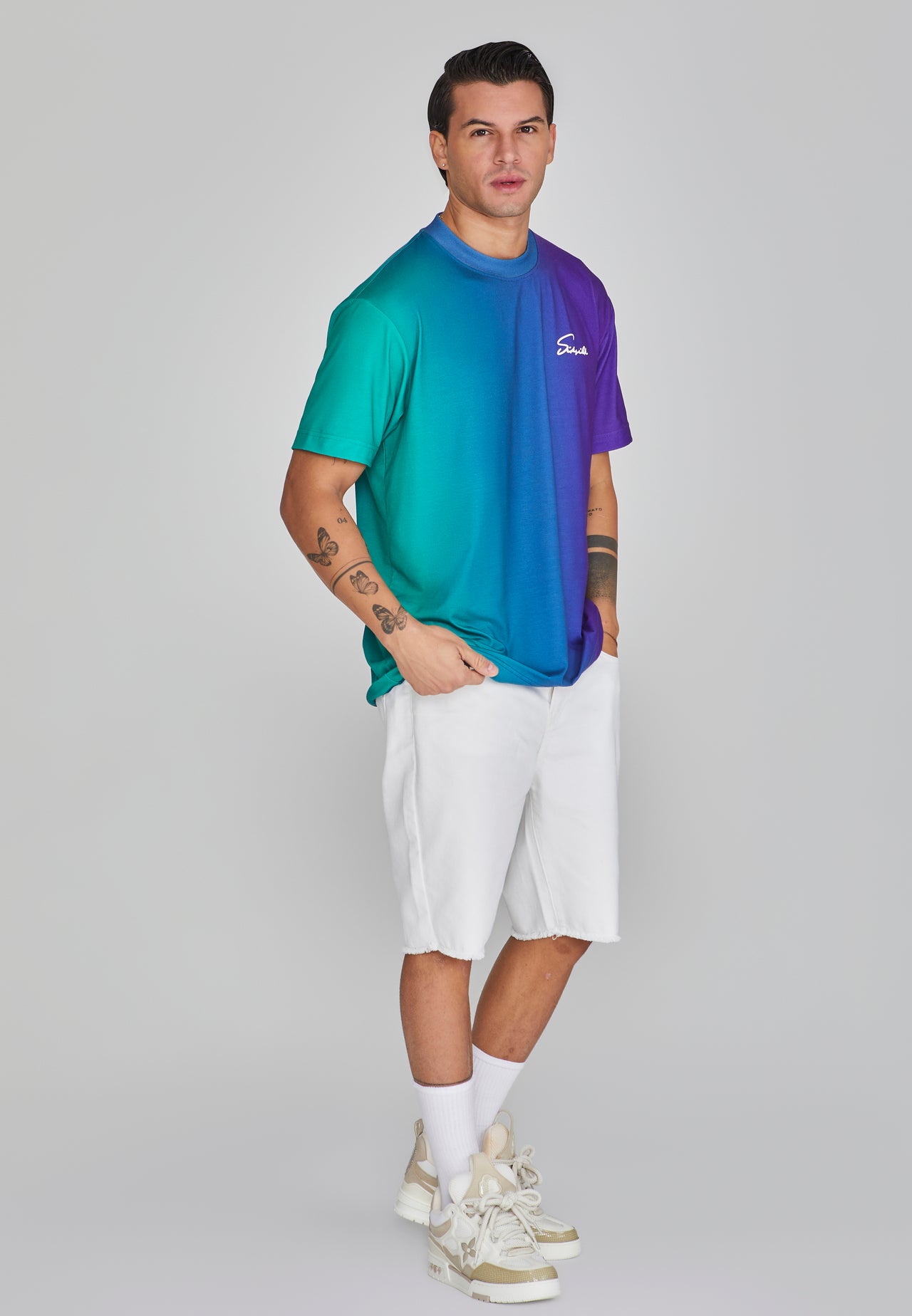 Green Purple Script Fade T-Shirt (1)