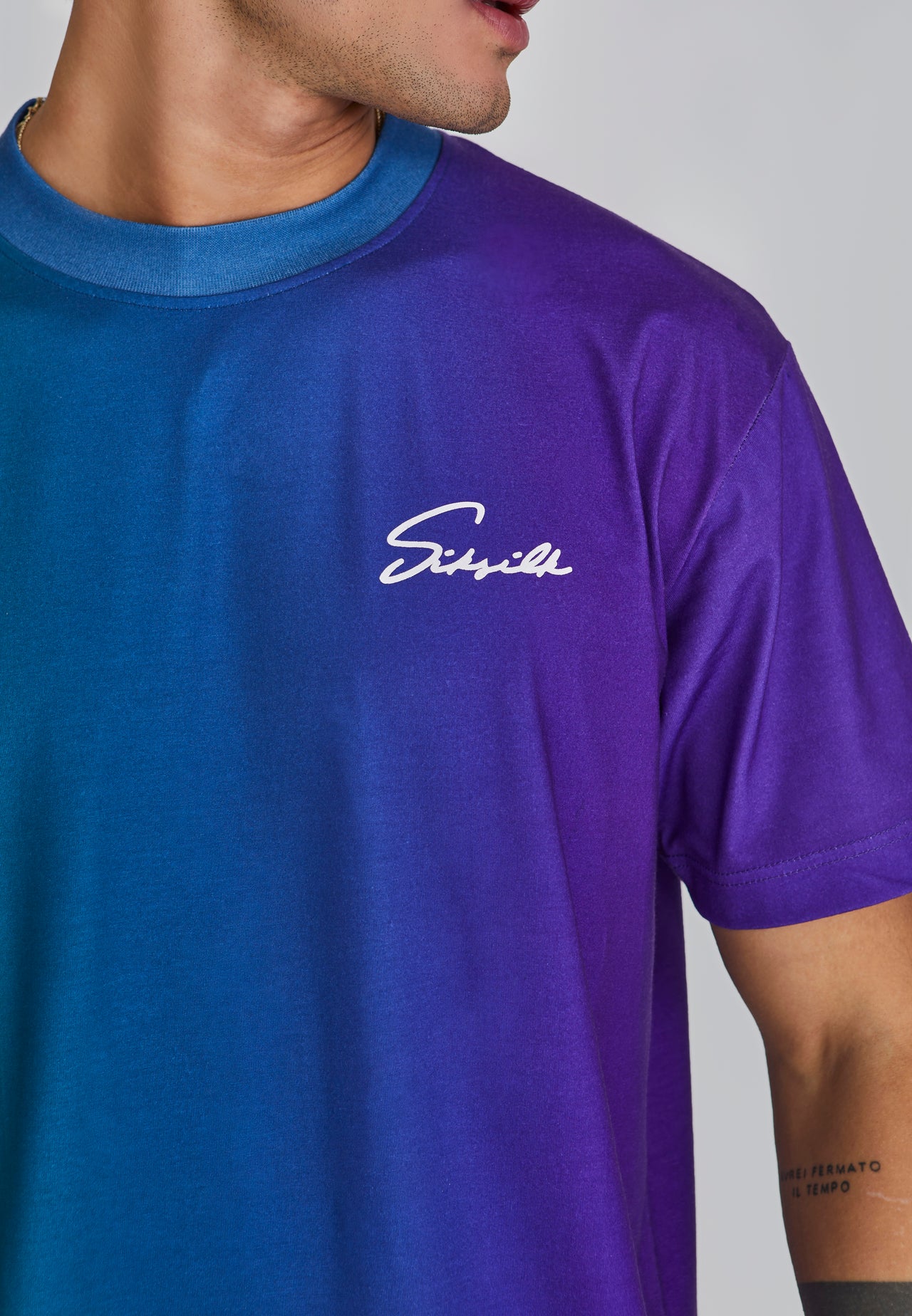 Green Purple Script Fade T-Shirt (2)