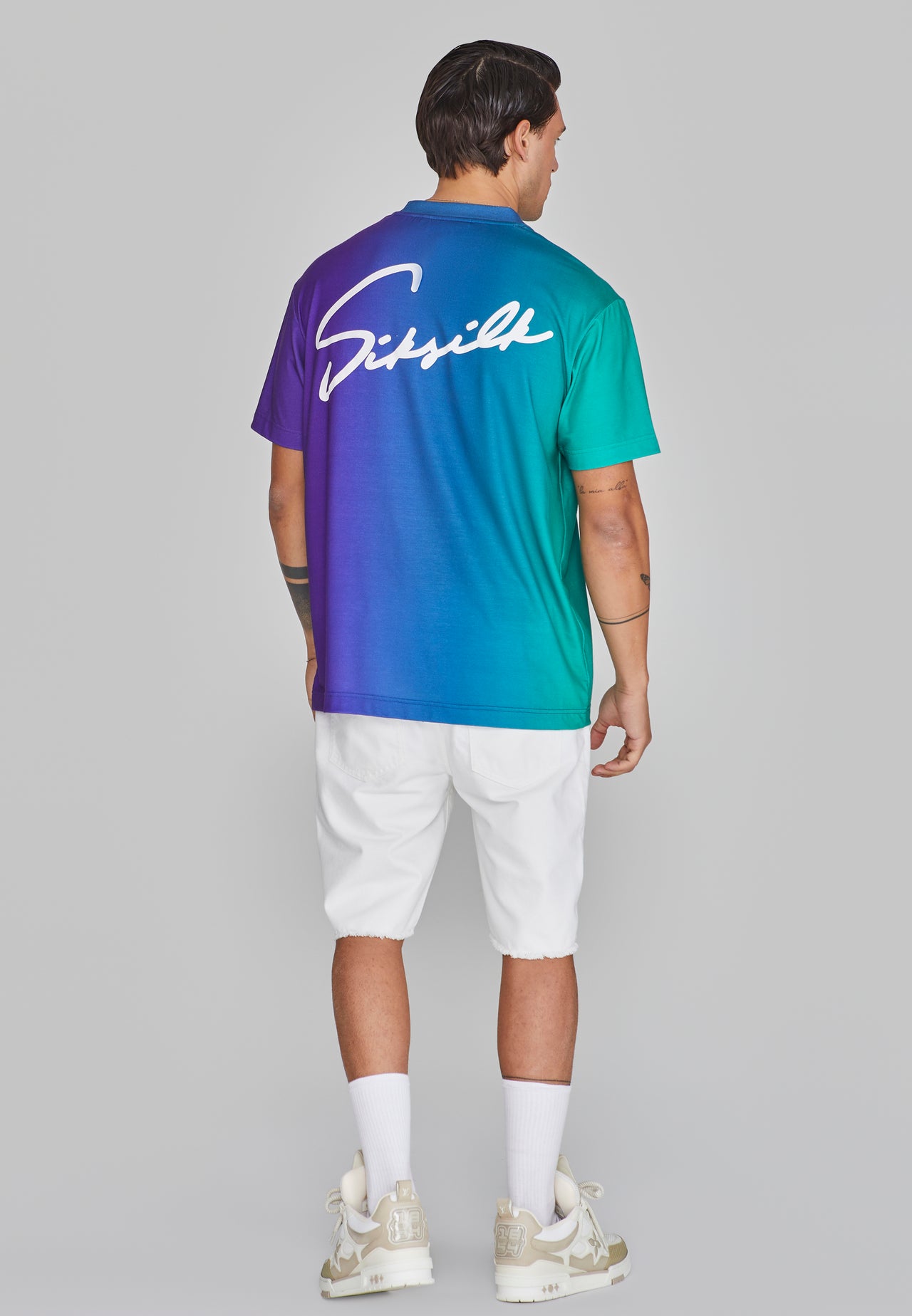 Green Purple Script Fade T-Shirt (4)