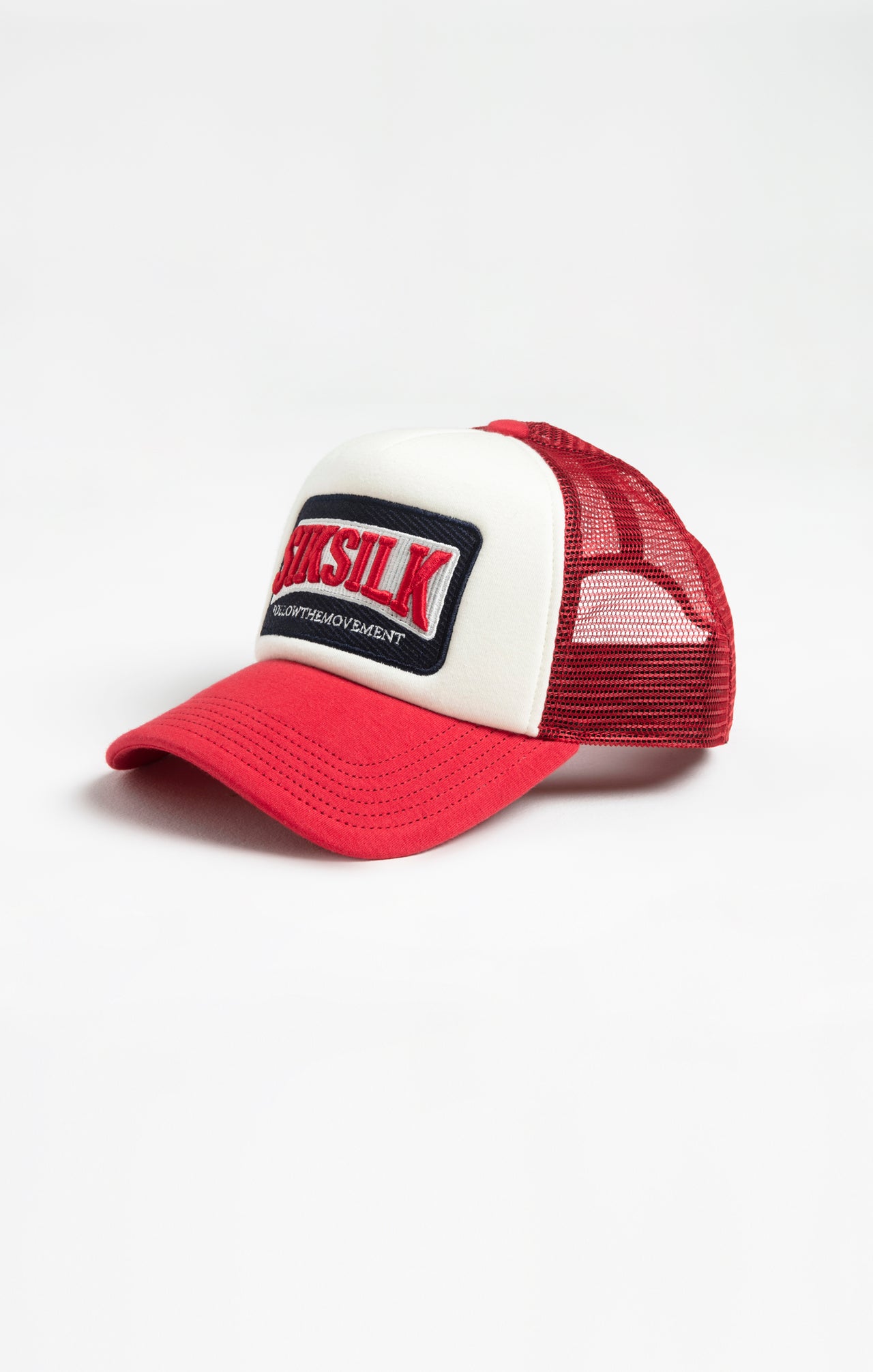 White Red Foam Front Mesh Trucker
