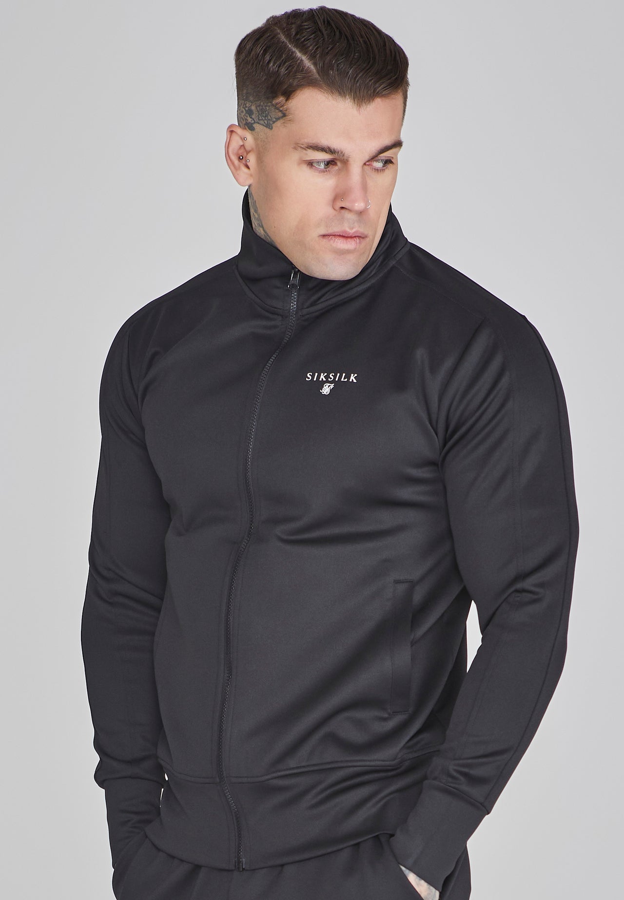 Black Essentials Poly Track Top