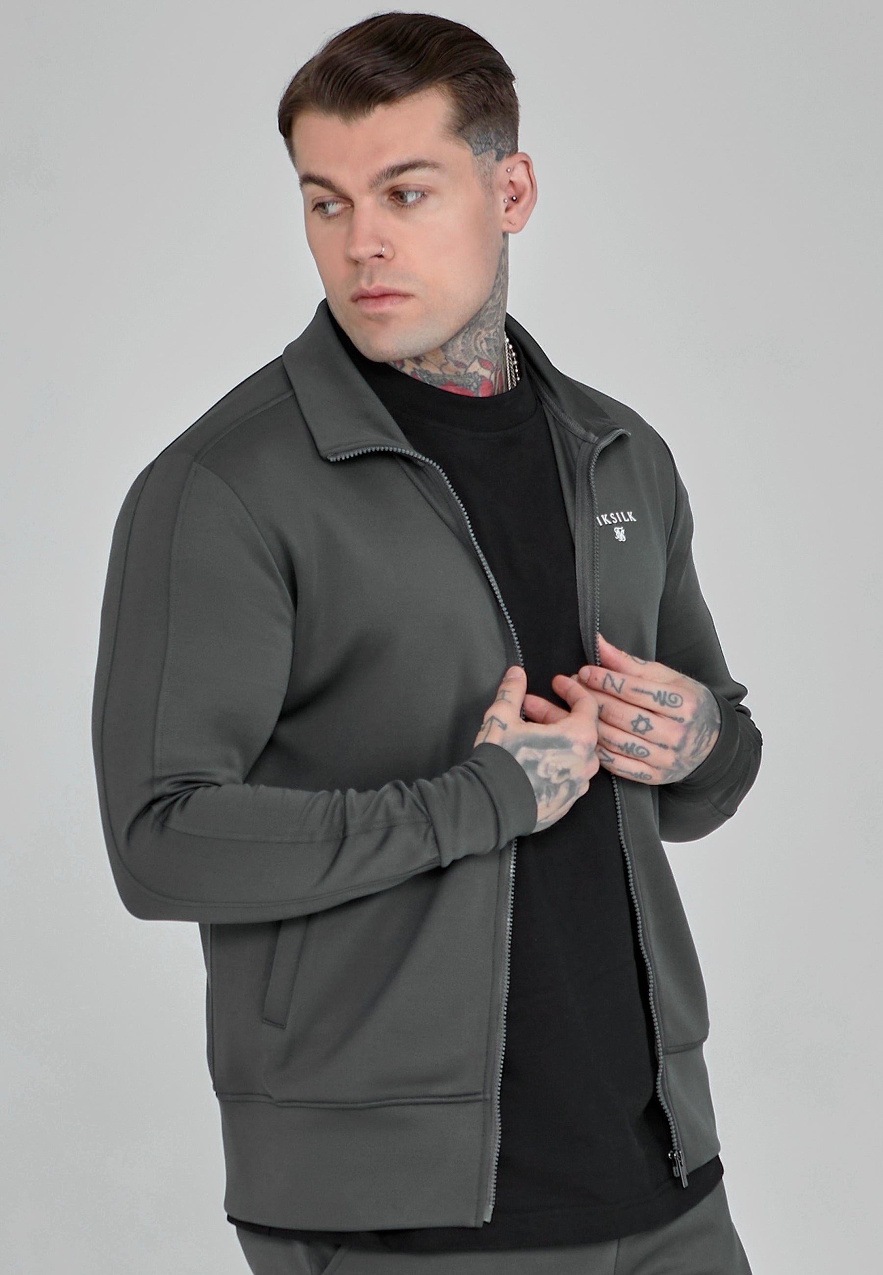 Grey Essentials Poly Track Top