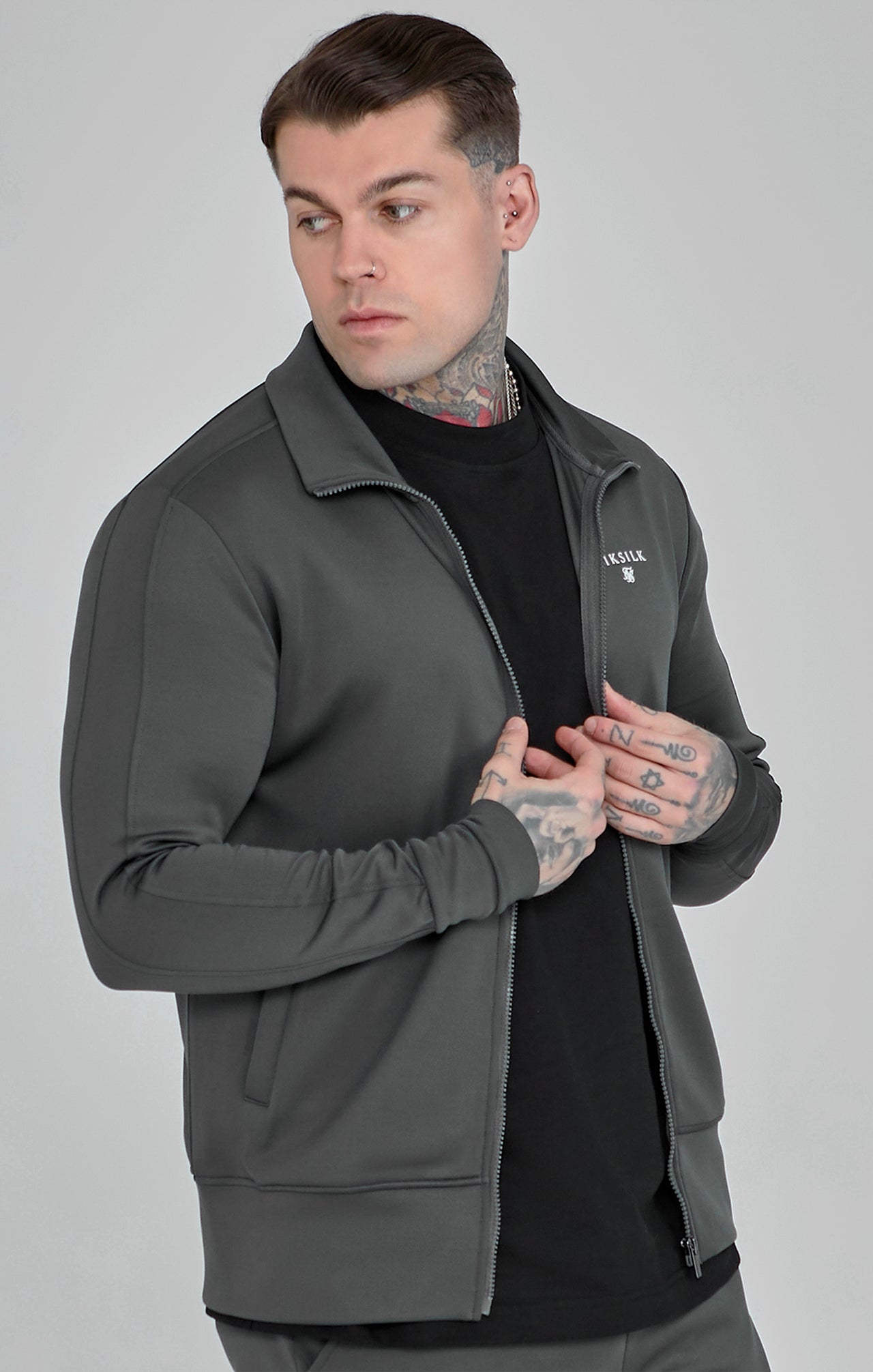 Grey Essentials Poly Track Top