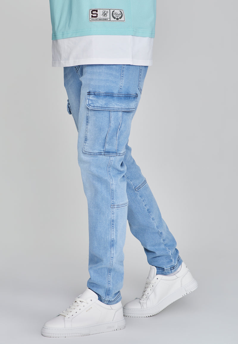 Mid Blue Cargo Jeans