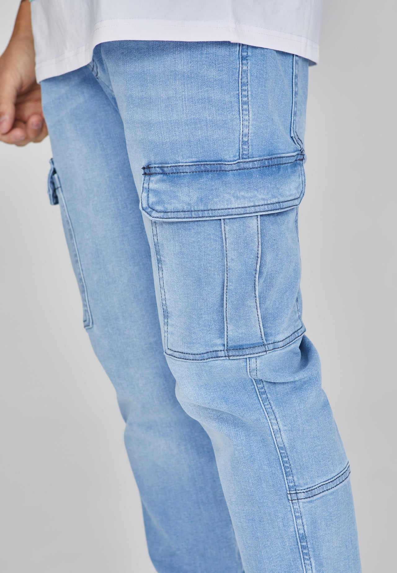 Mid Blue Cargo Jeans (2)