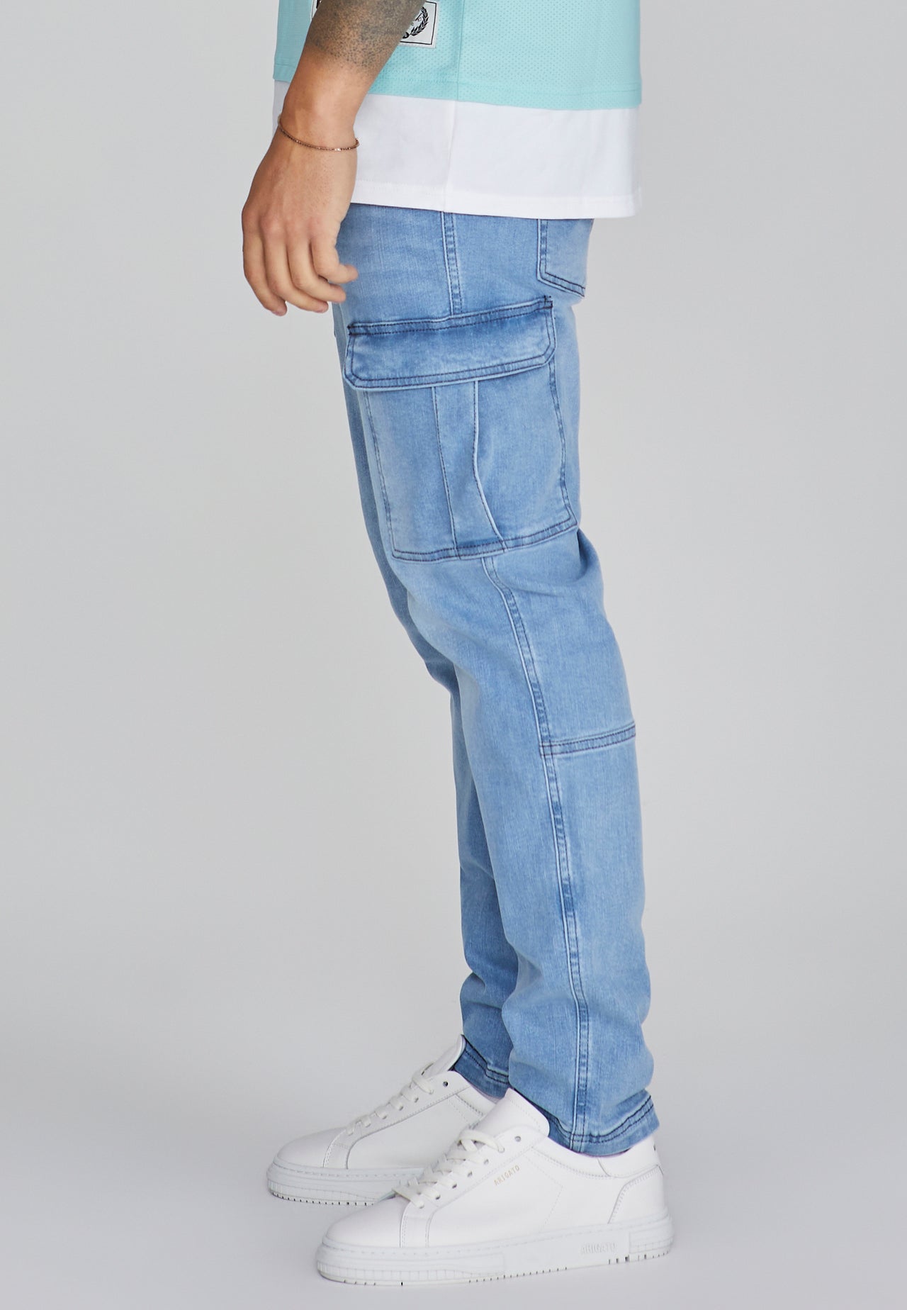 Mid Blue Cargo Jeans (3)