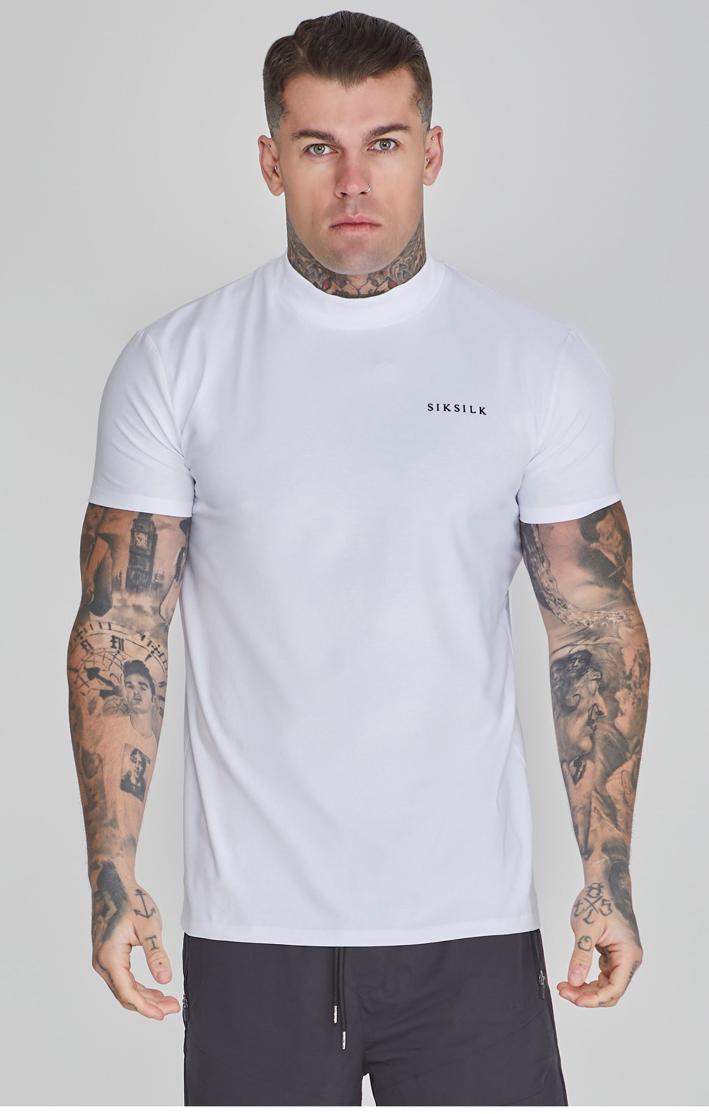 SikSilk Men s White Muscle Fit T Shirt SikSilk UK