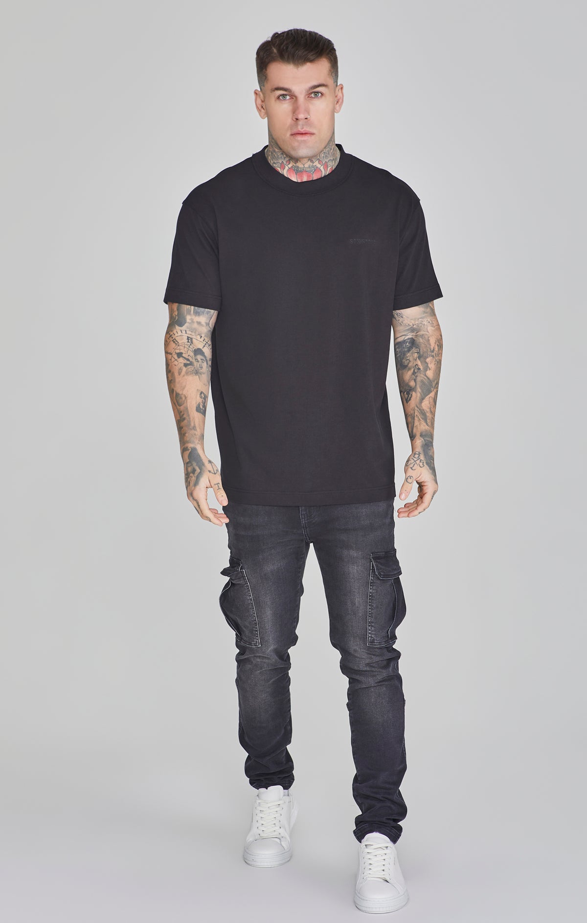 SikSilk Men's Black Oversized T-Shirt | SikSilk UK