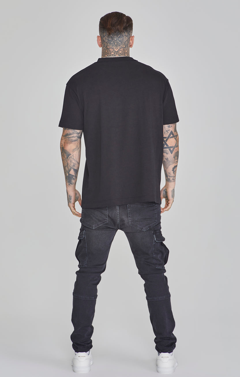 SikSilk Men's Black Oversized T-Shirt | SikSilk UK