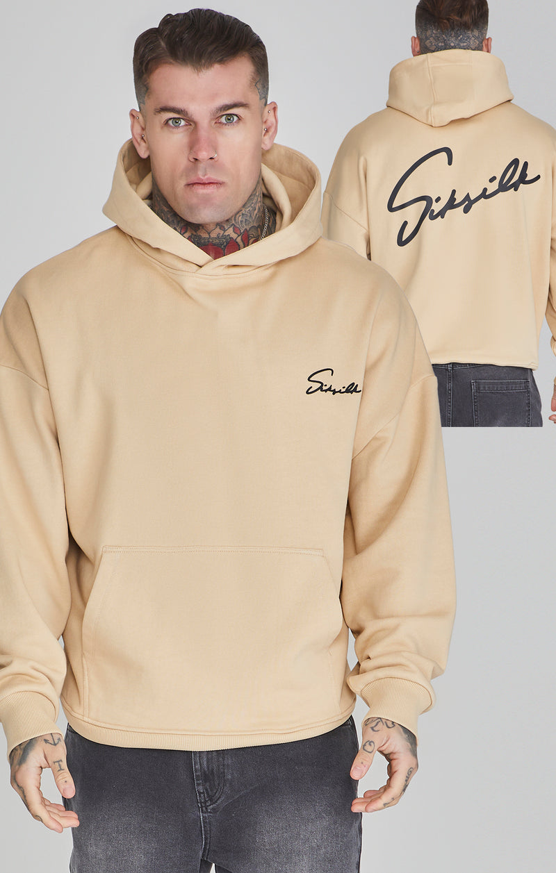 Beige Script Hoodie
