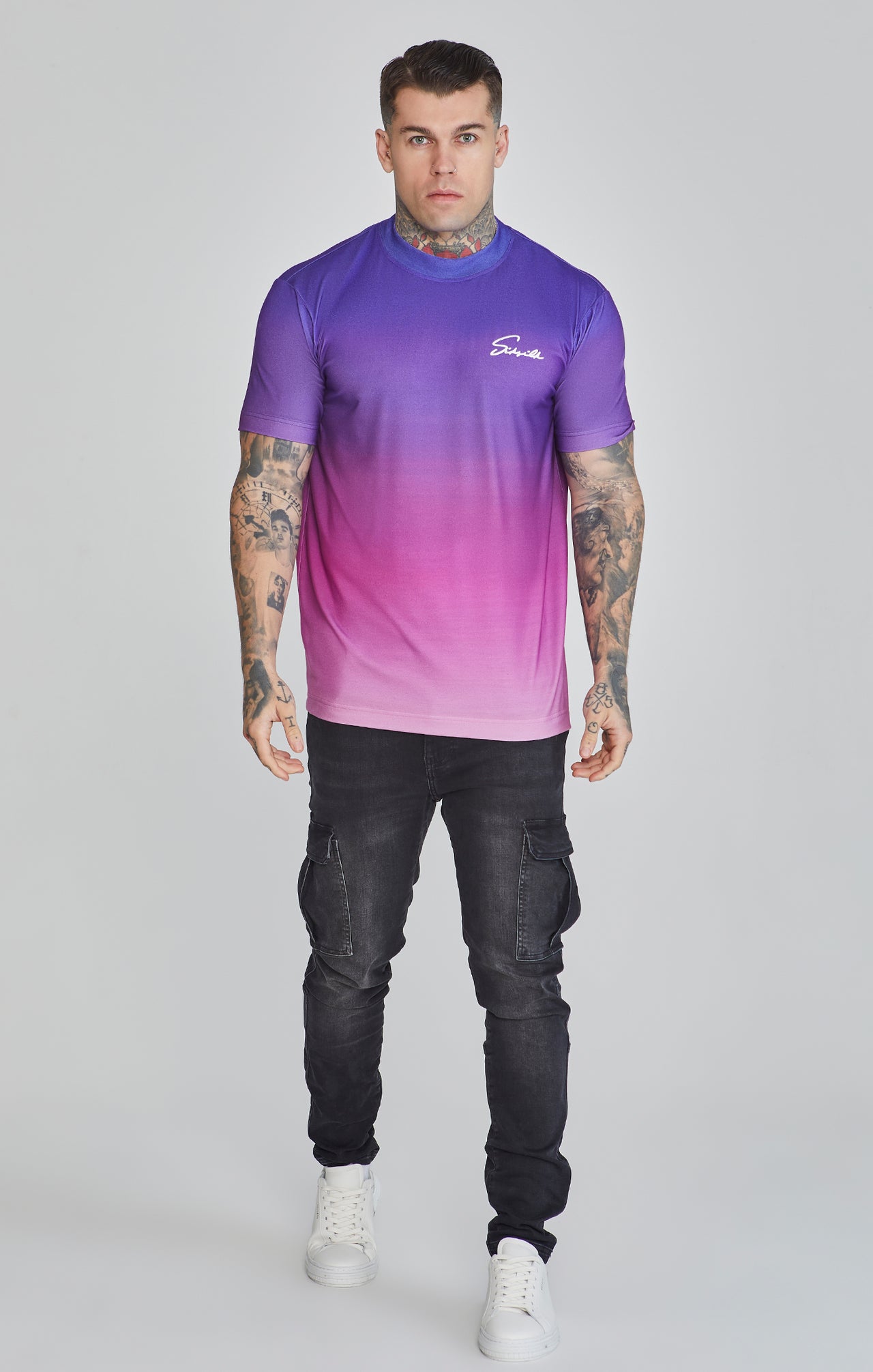 Purple Fade Script T-Shirt (1)