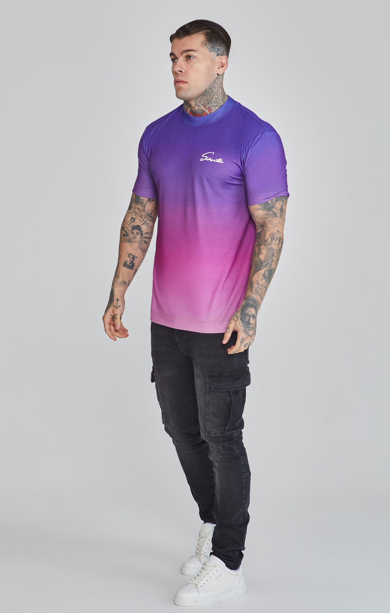 Purple Fade Script T-Shirt (3)