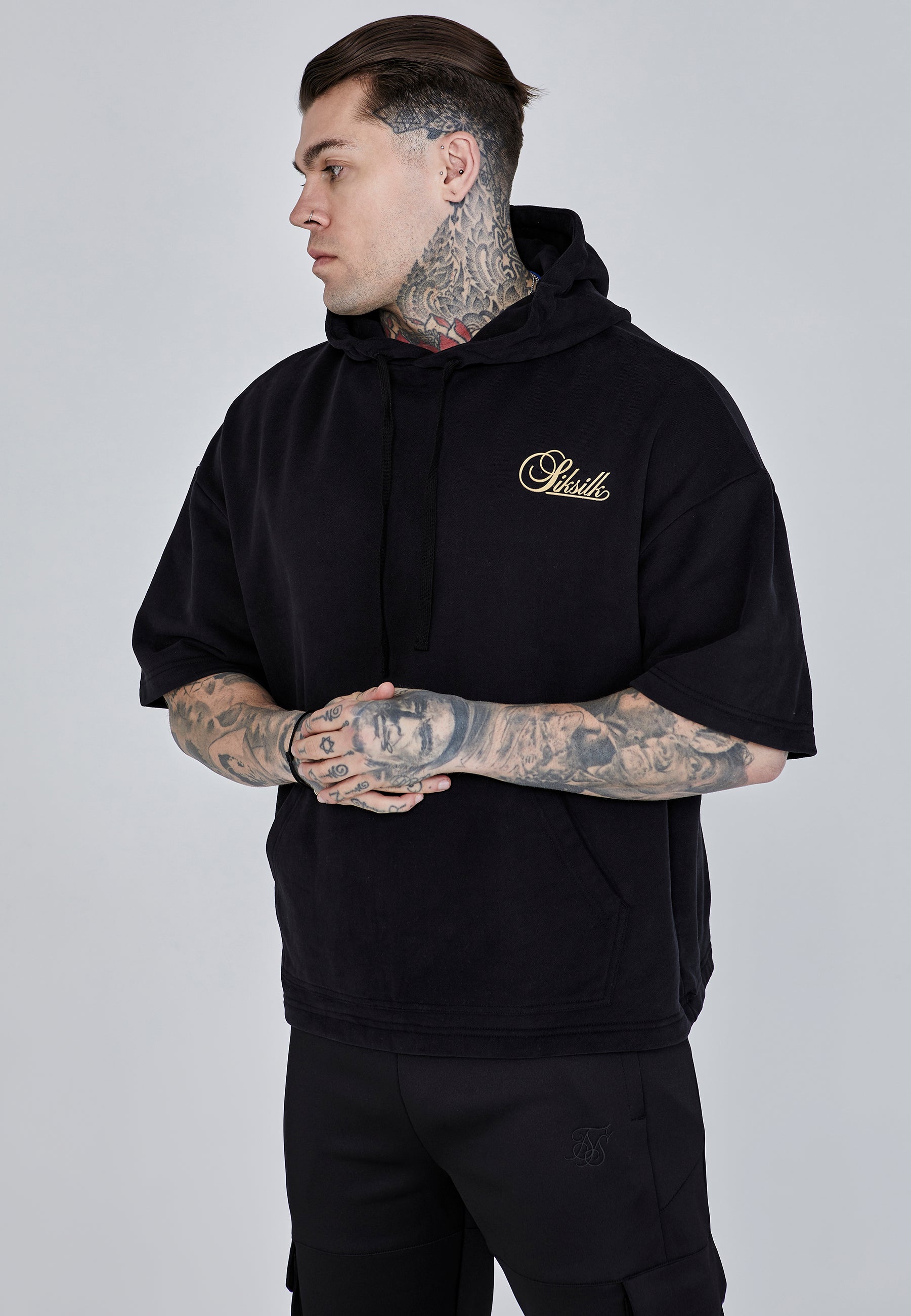 トップス SHISHIKUI SIILKY / BLACK SikSilk Men's Black Cut Off Hoodie | SikSilk US