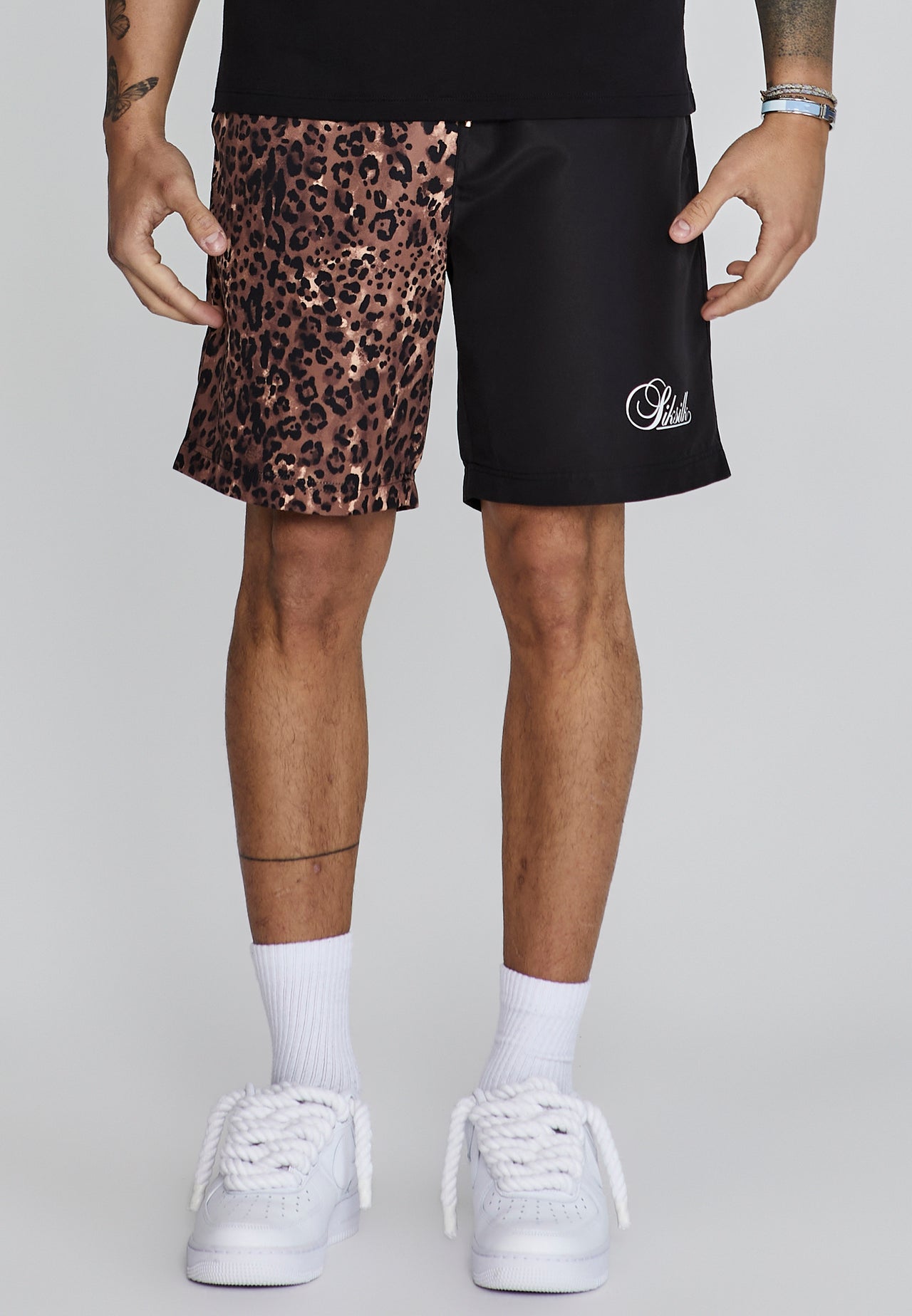 Black Animal Print Shorts