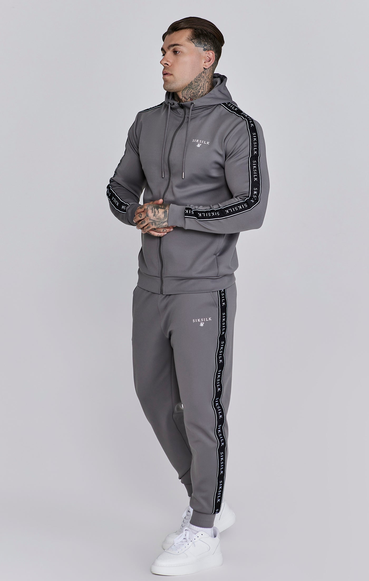 SikSilk Men s Grey Hoodie and Joggers Set SikSilk US