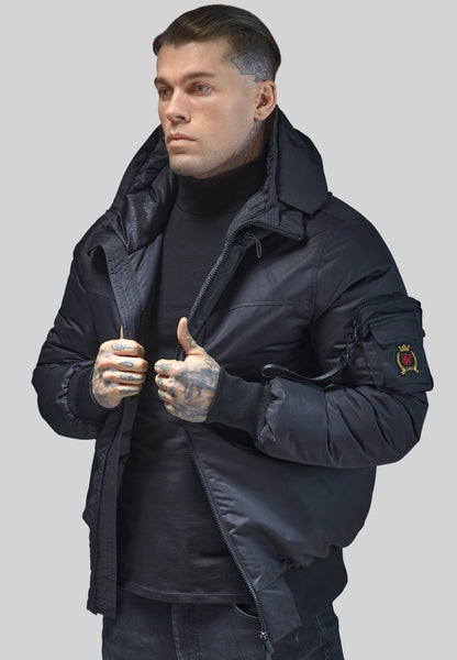 Chaqueta bomber negra para hombre SikSilk | SikSilk ES