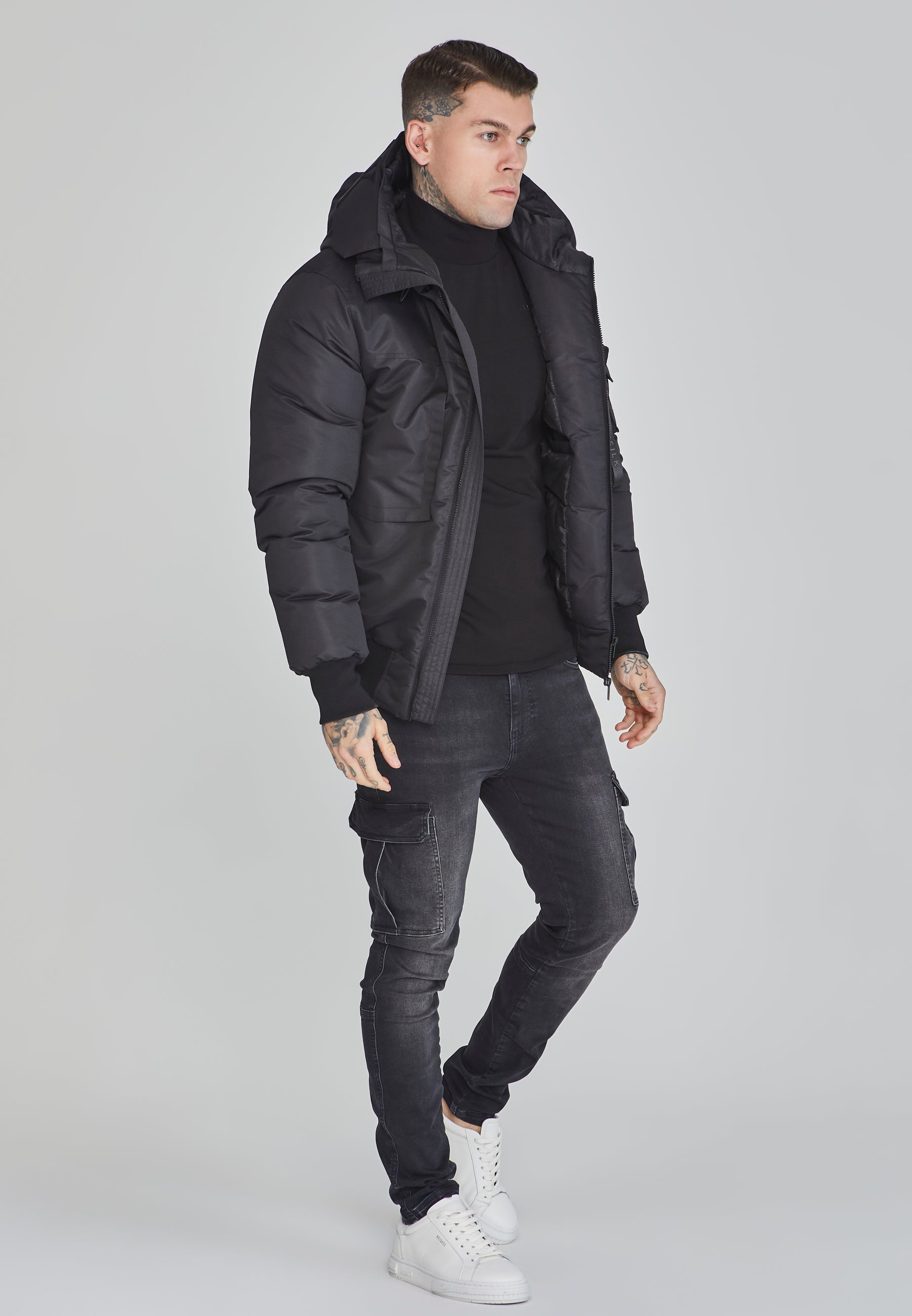 SikSilk Men's Black Bomber Jacket | SikSilk US